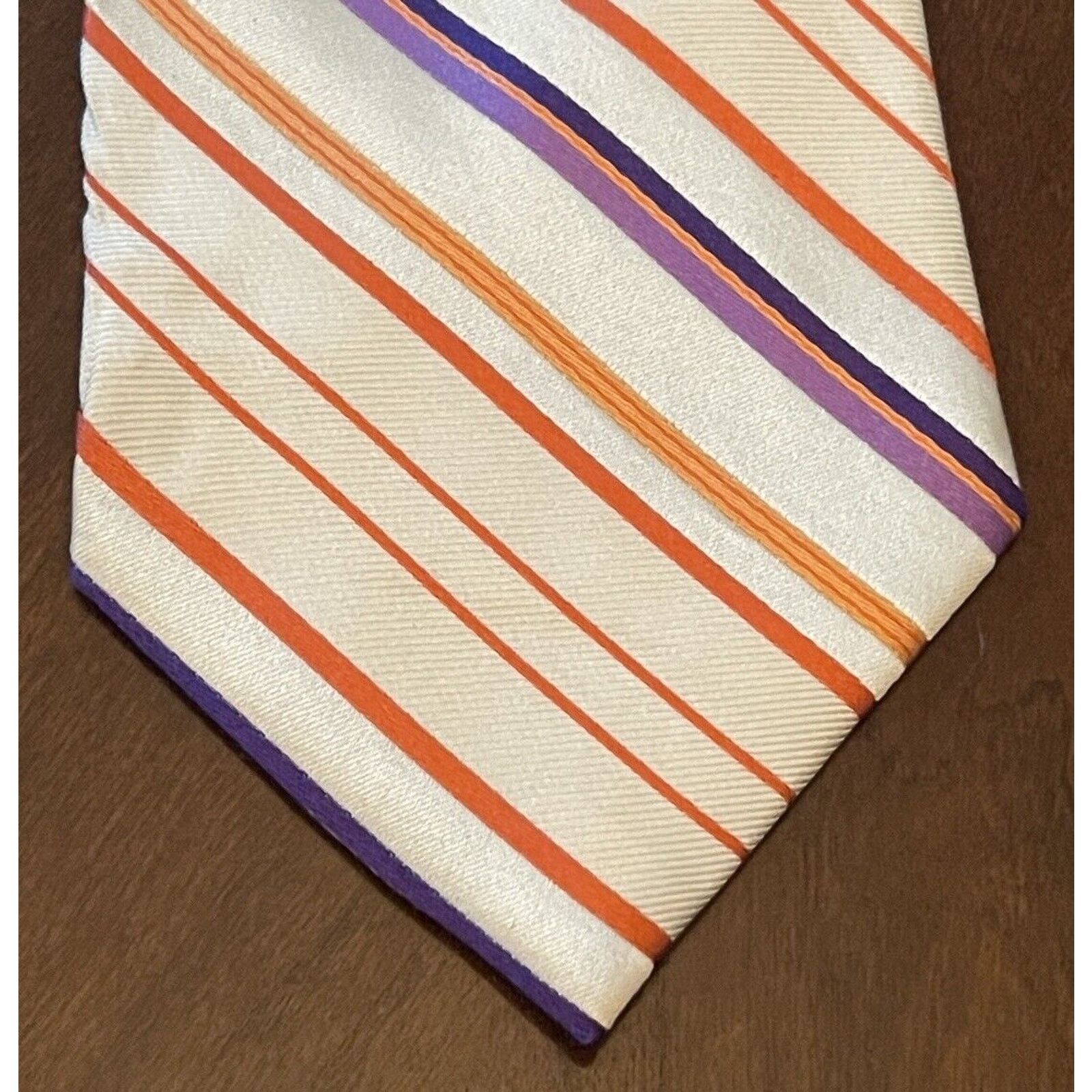 Express Express Orange Purple 100% Silk Men’s Neck Tie Made In China Size ONE SIZE - 1 Thumbnail