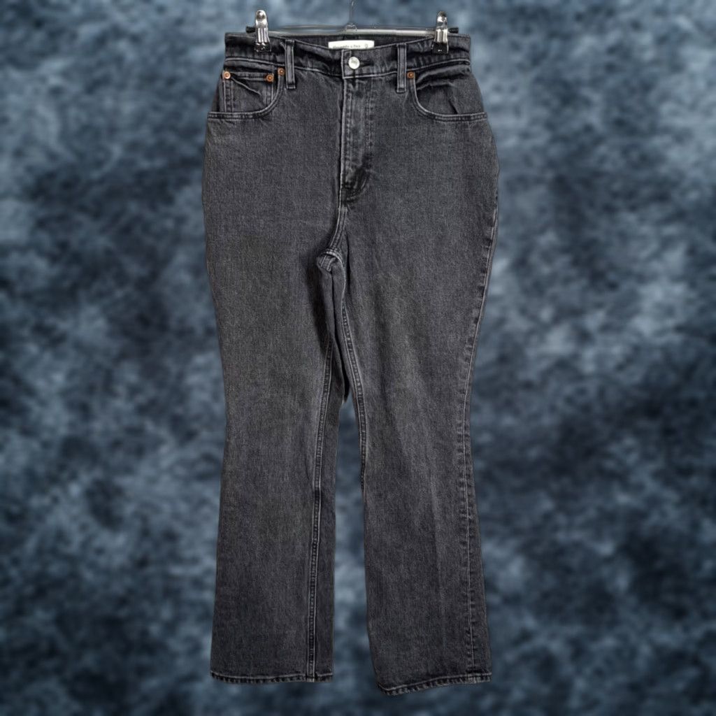 Abercrombie & Fitch VINTAGE Abercrombie & Fitch Womens 26 Jeans Flared High Rise Black Denim 5-Pocket Stretch Size 26" / US 2 / IT 38 - 1 Thumbnail