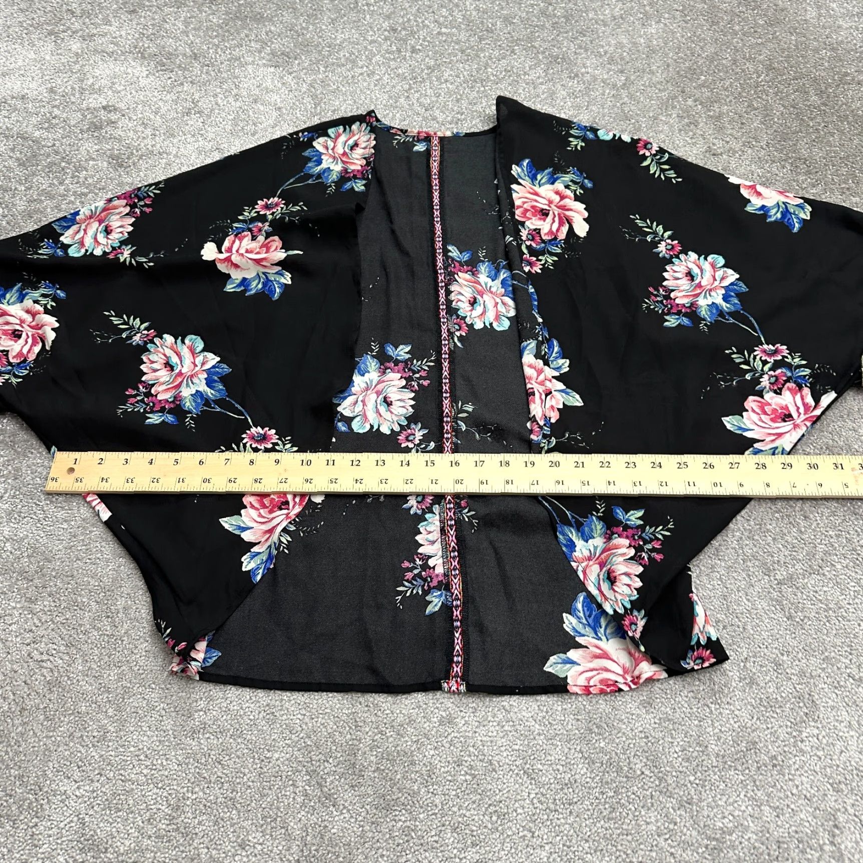 Vintage Unbranded Black Floral Kimono Top Womens XL Casual Beach Bohemian Open Cover Up Shirt Blouse Size XL / US 12-14 / IT 48-50 - 6 Thumbnail