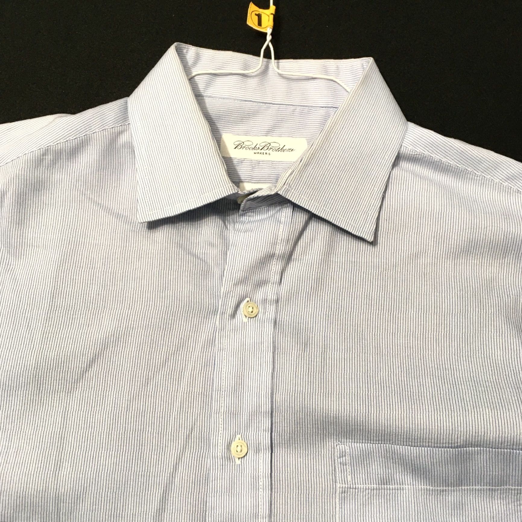 Brooks Brothers VINTAGE Brooks Brothers Shirt 80's Deluxe blue micro stripes Long Sleeve L 42-44 Colla r Dress Shirt Tailored Button-Front Mens Size 42R - 2 Thumbnail