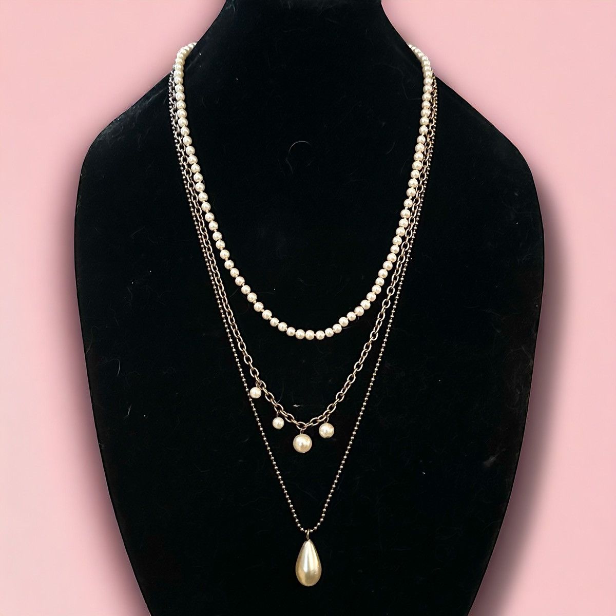 J.Crew J.Crew three strand layered chain and pearl necklace Size ONE SIZE - 1 Thumbnail