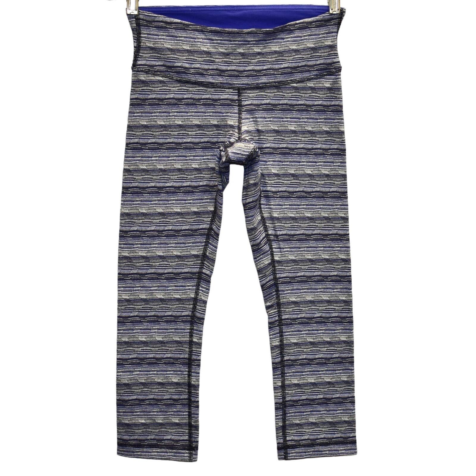 Lululemon LULULEMON Wunder Under Crop III Blue Striped Pants Size 4 Size 27" / US 4 / IT 40 - 3 Thumbnail
