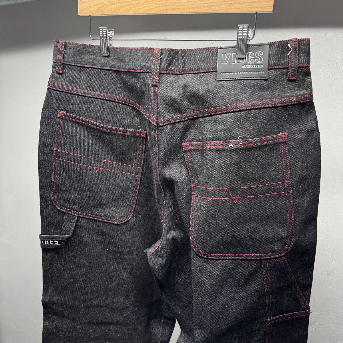 Vintage Y2K Black Raw Denim Baggy Wide Leg Skater Jeans JNCO Grunge Size US 36 / EU 52 - 6 Thumbnail