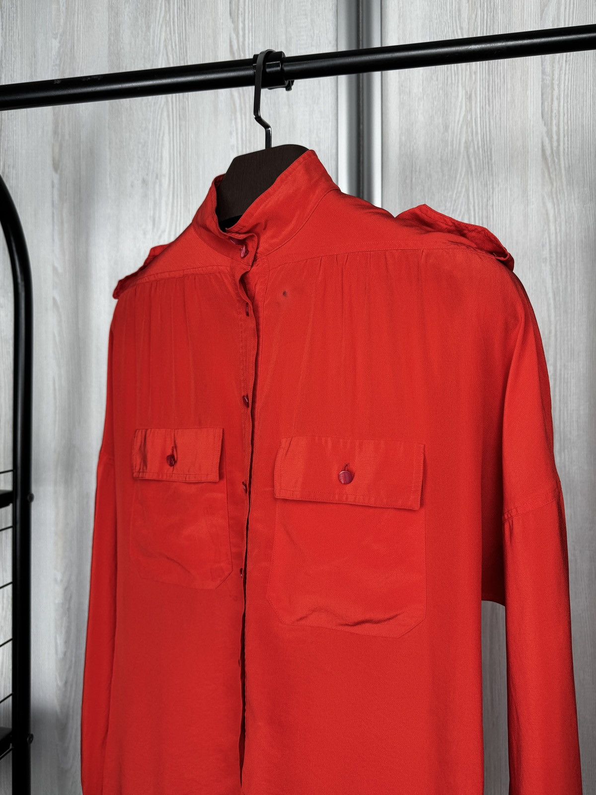 Celine Celine vintage 80s Red Silk Luxury 2 pockets blouse size 38 Size S / US 4 / IT 40 - 6 Thumbnail