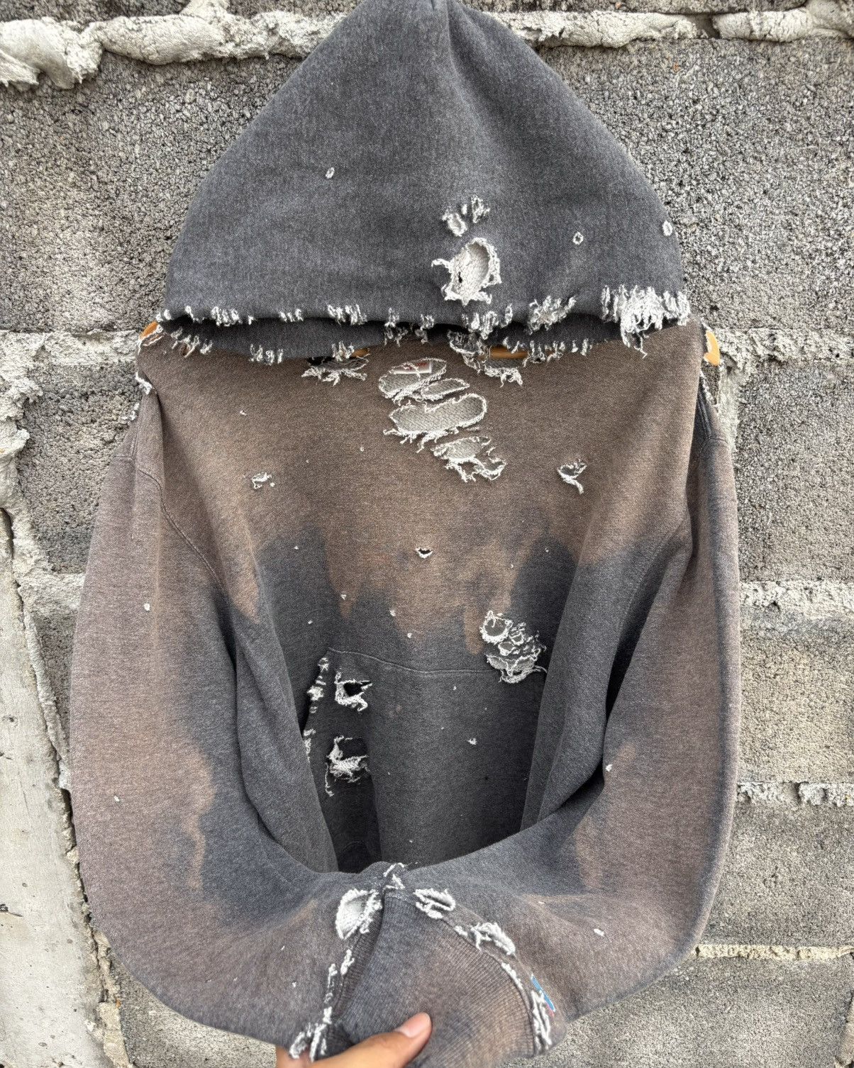 Vintage Thrashed 2Tone Faded Distressed Russell Hoodie Size US M / EU 48-50 / 2 - 3 Thumbnail