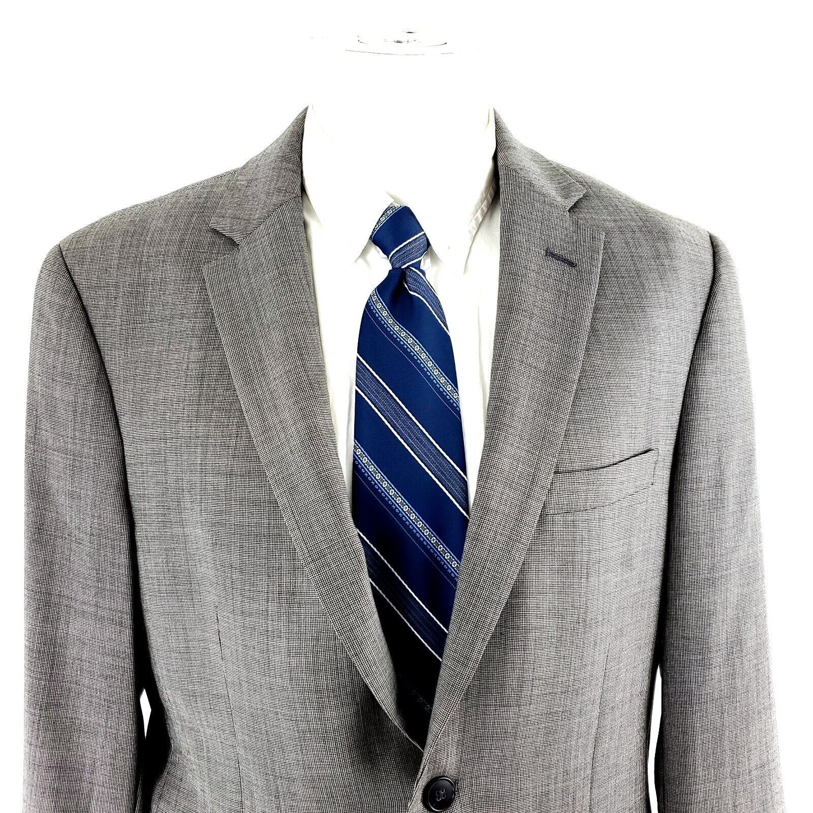Jos. A. Bank Joseph Jos A Bank Wool 2 Button Blazer 38R Gray Star Check T Size 38R - 1 Thumbnail