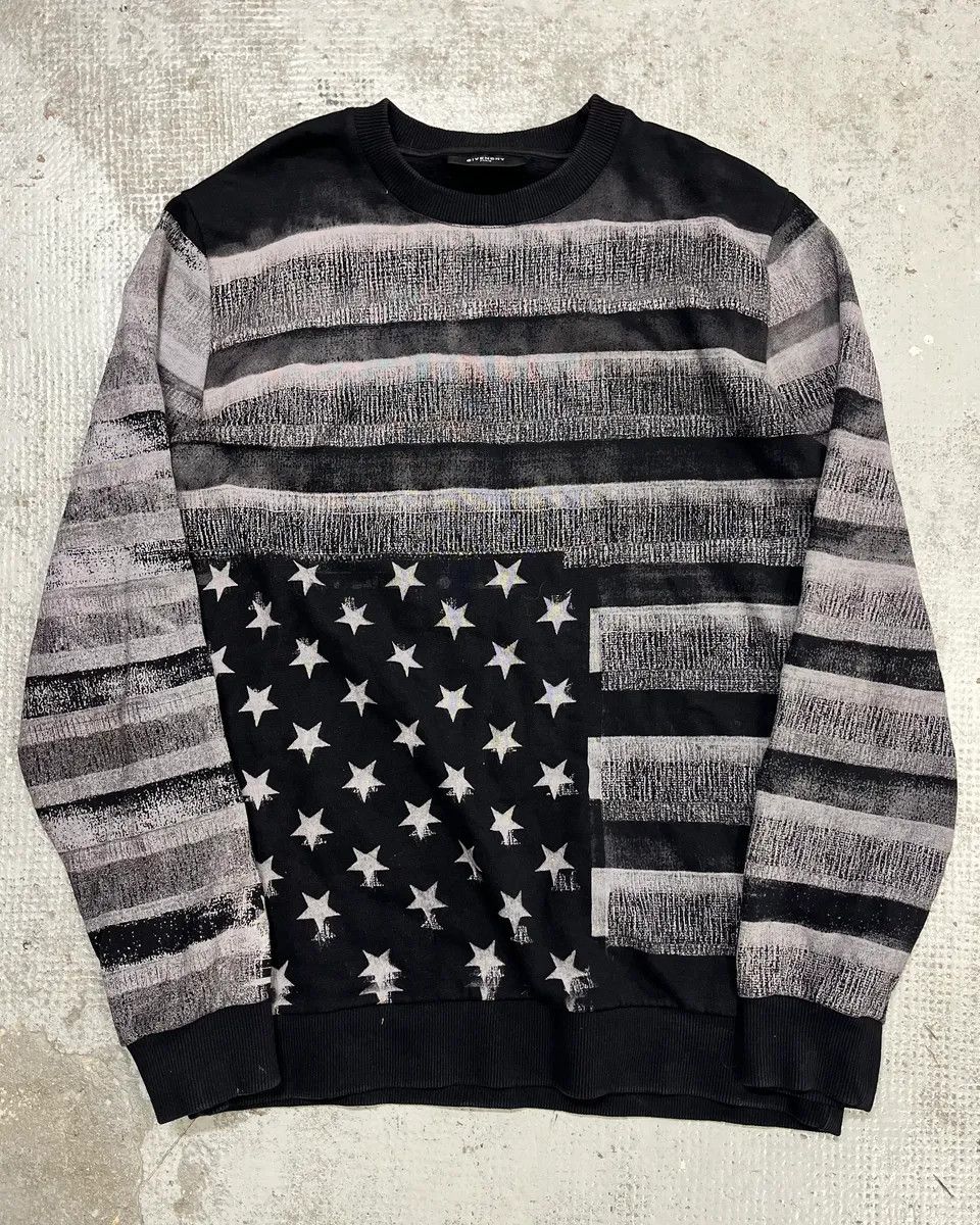 Givenchy AW2014 Givenchy Black Grey Striped USA Flag Star Sweater Size US M / EU 48-50 / 2 - 1 Thumbnail