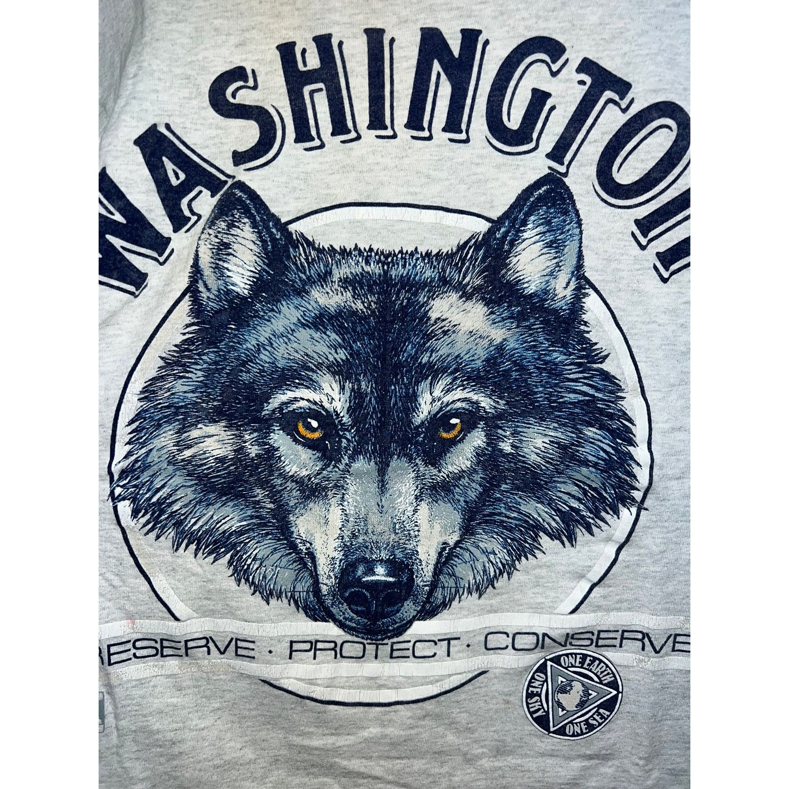 Fruit Of The Loom Vintage Wolf Shirt Washington Preserve 1991 Gray Tee 90s S Size US S / EU 44-46 / 1 - 2 Thumbnail