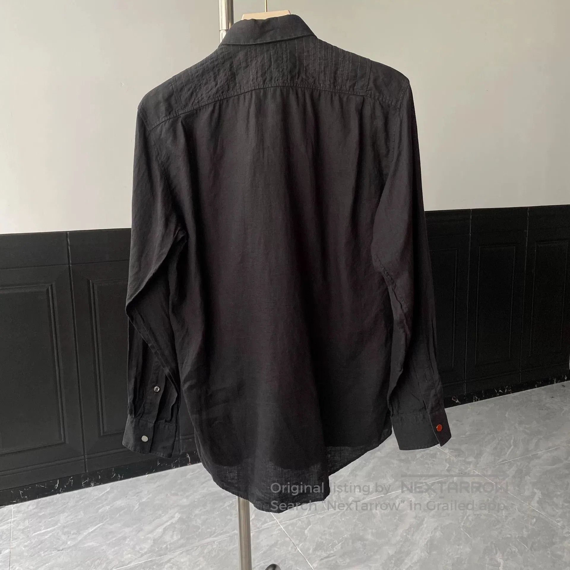 Hermes Hermes Black Linen Stitch Stripe Shirt. Size US M / EU 48-50 / 2 - 2 Thumbnail