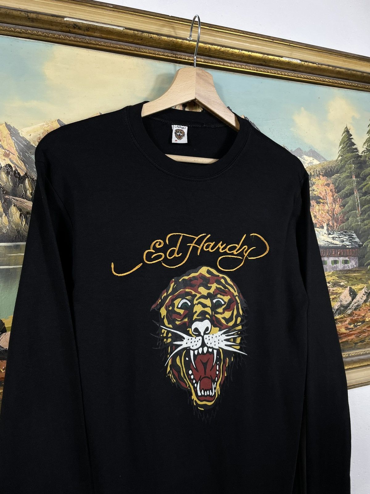 Christian Audigier × Ed Hardy × Vintage Ed Hardy Retro 00s LS T-Shirt Tee Cyber Affliction Grunge Size M / US 6-8 / IT 42-44 - 5 Thumbnail