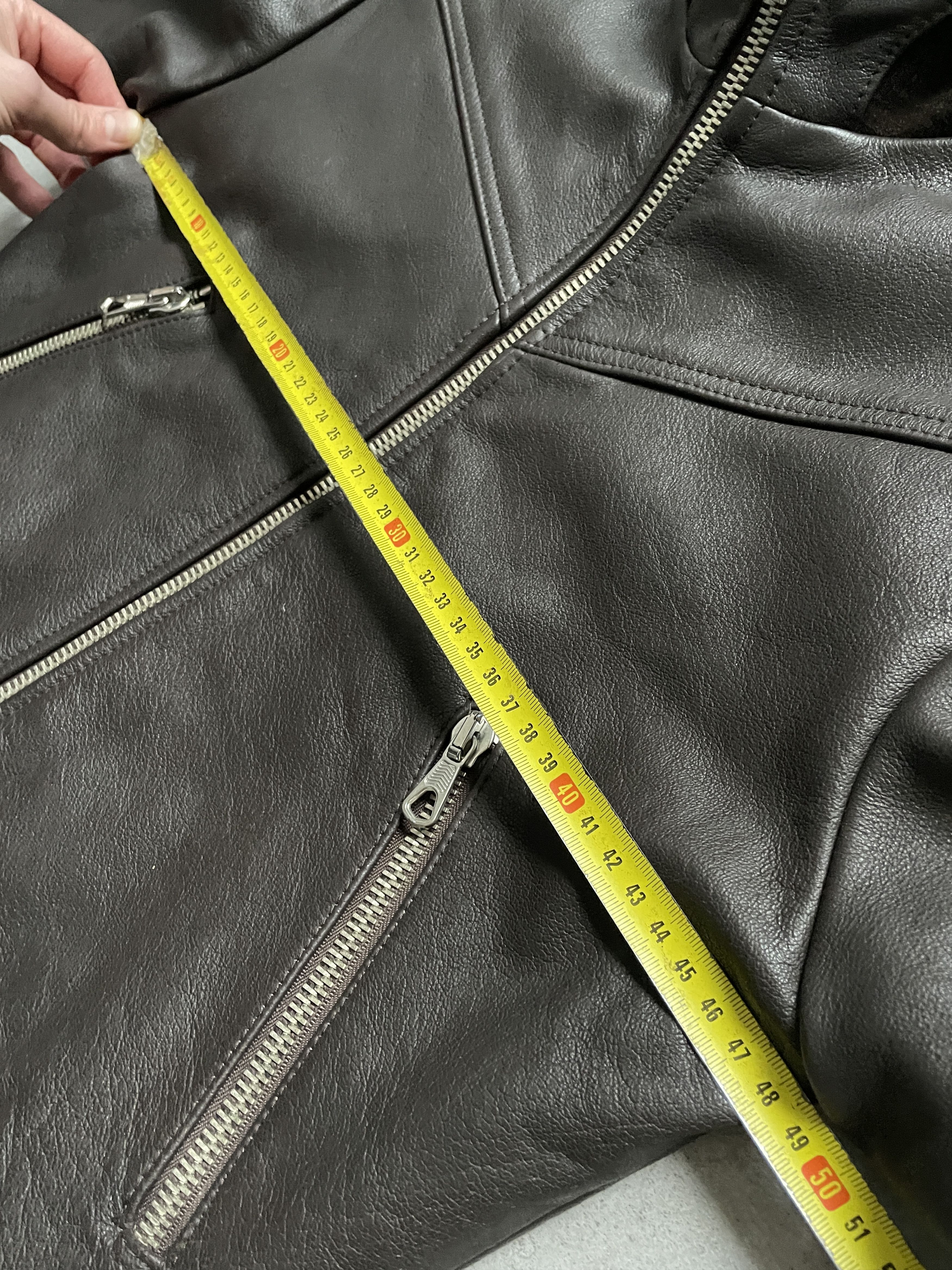 Genuine Leather VINTAGE BROWN CROPPED BIKER MOTO LEATHER JACKET Size US S / EU 44-46 / 1 - 12 Thumbnail