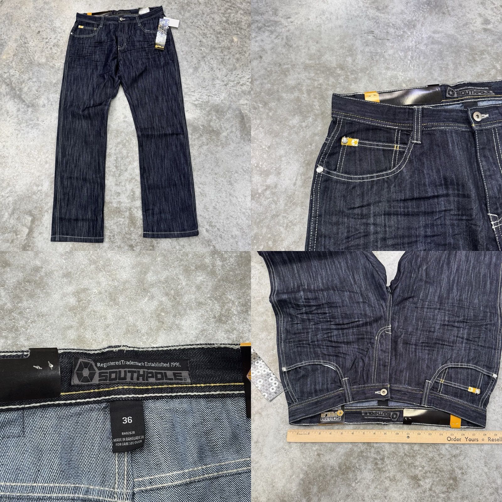 Southpole Southpole Jeans 36x34 Mens Baggy Hip Hop Y2K Indigo Denim NWT 90s Skater Straight 5-Pocket Jeans Blue Indig0 Dark Wash Regular Fit Mens Size US 36 / EU 52 - 8 Thumbnail