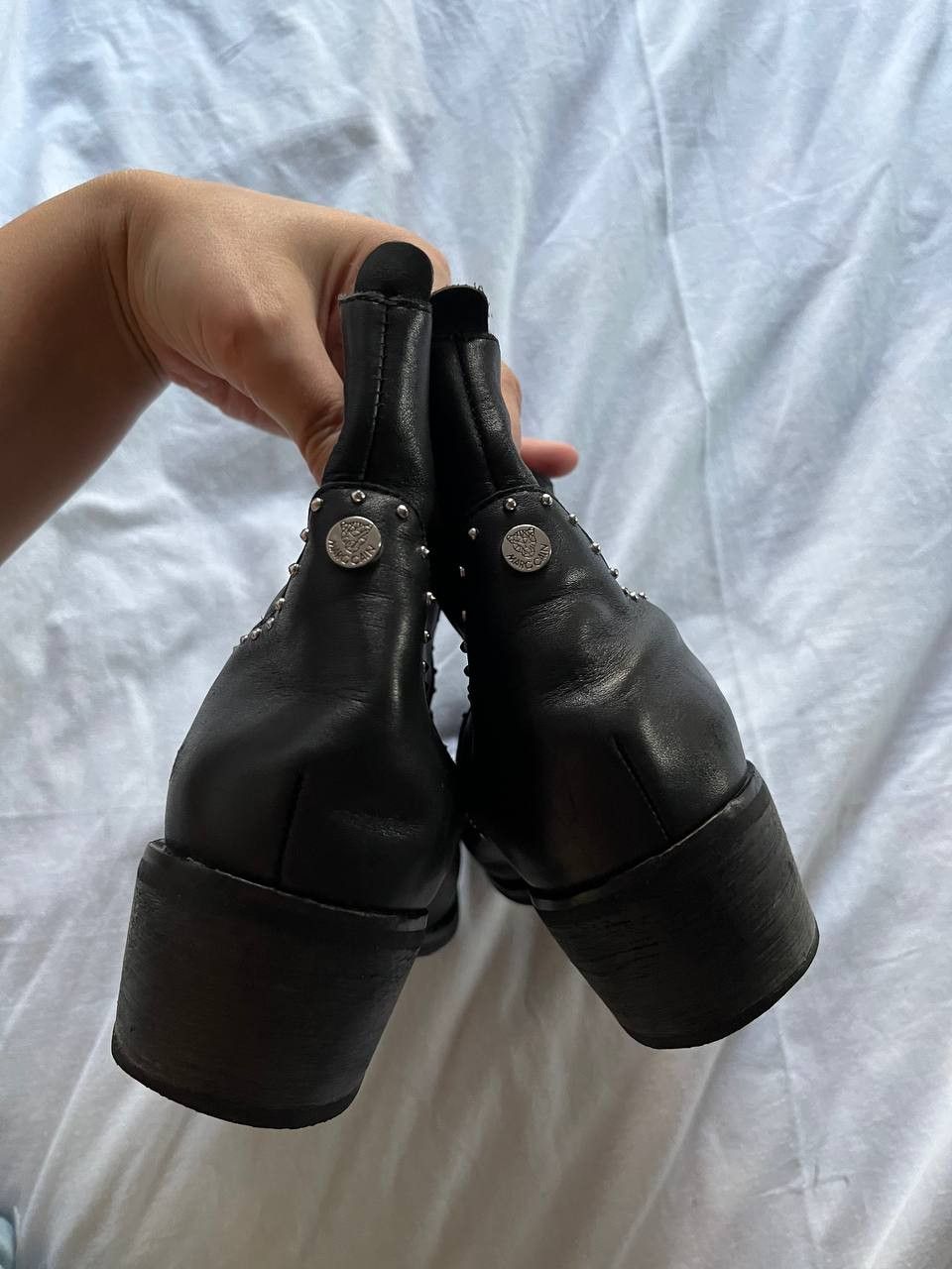 Vintage Marc Cain vintage black leather studded ankle boots Size US 10 / IT 40 - 8 Thumbnail