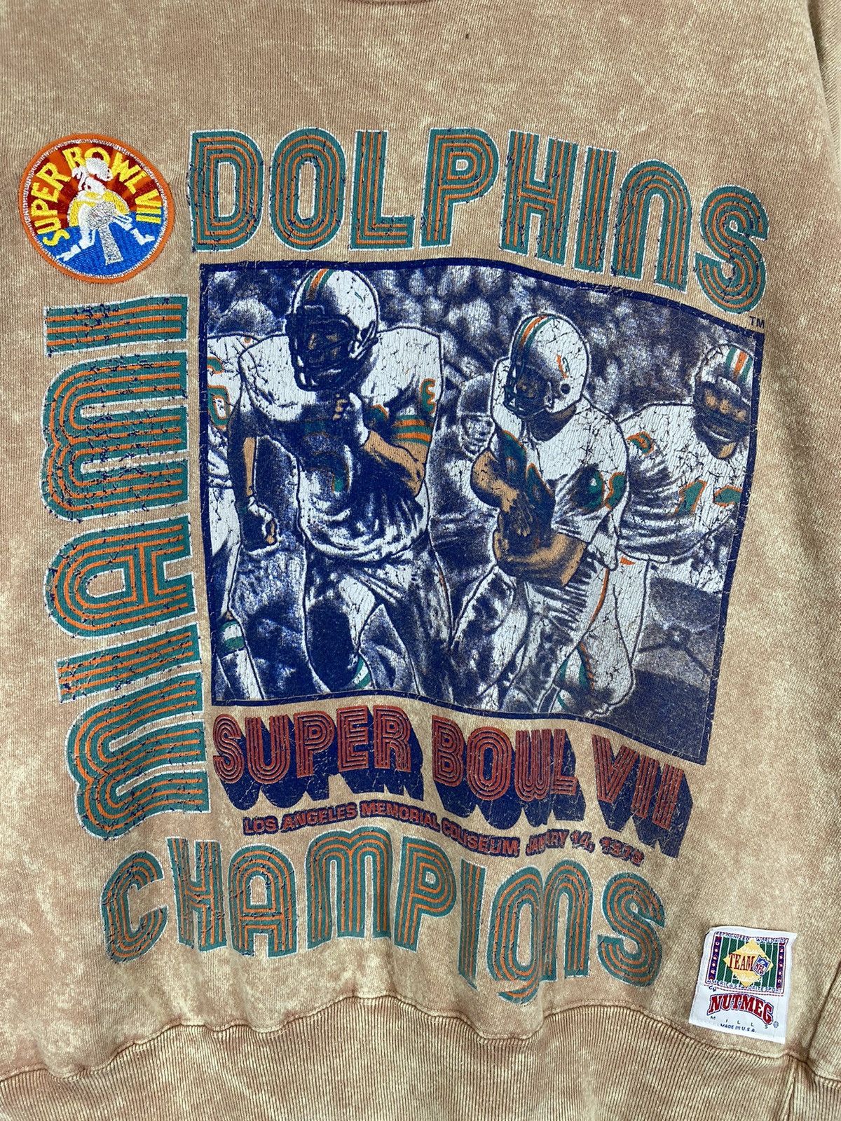 Nutmeg × Vintage Vintage 1973 Miami Dolphins Champions Sweatshirt Size US XL / EU 56 / 4 - 3 Thumbnail