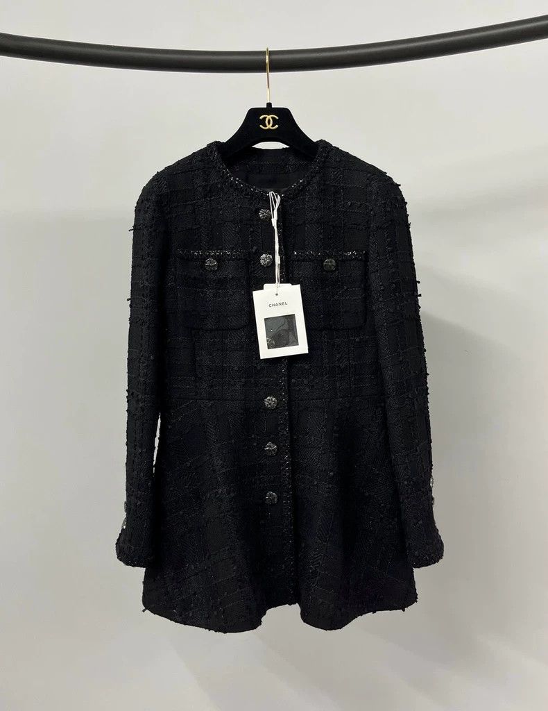 Chanel Chanel 23S black glitter skirt tweed waist skirt dress Size S / US 4 / IT 40 - 1 Thumbnail