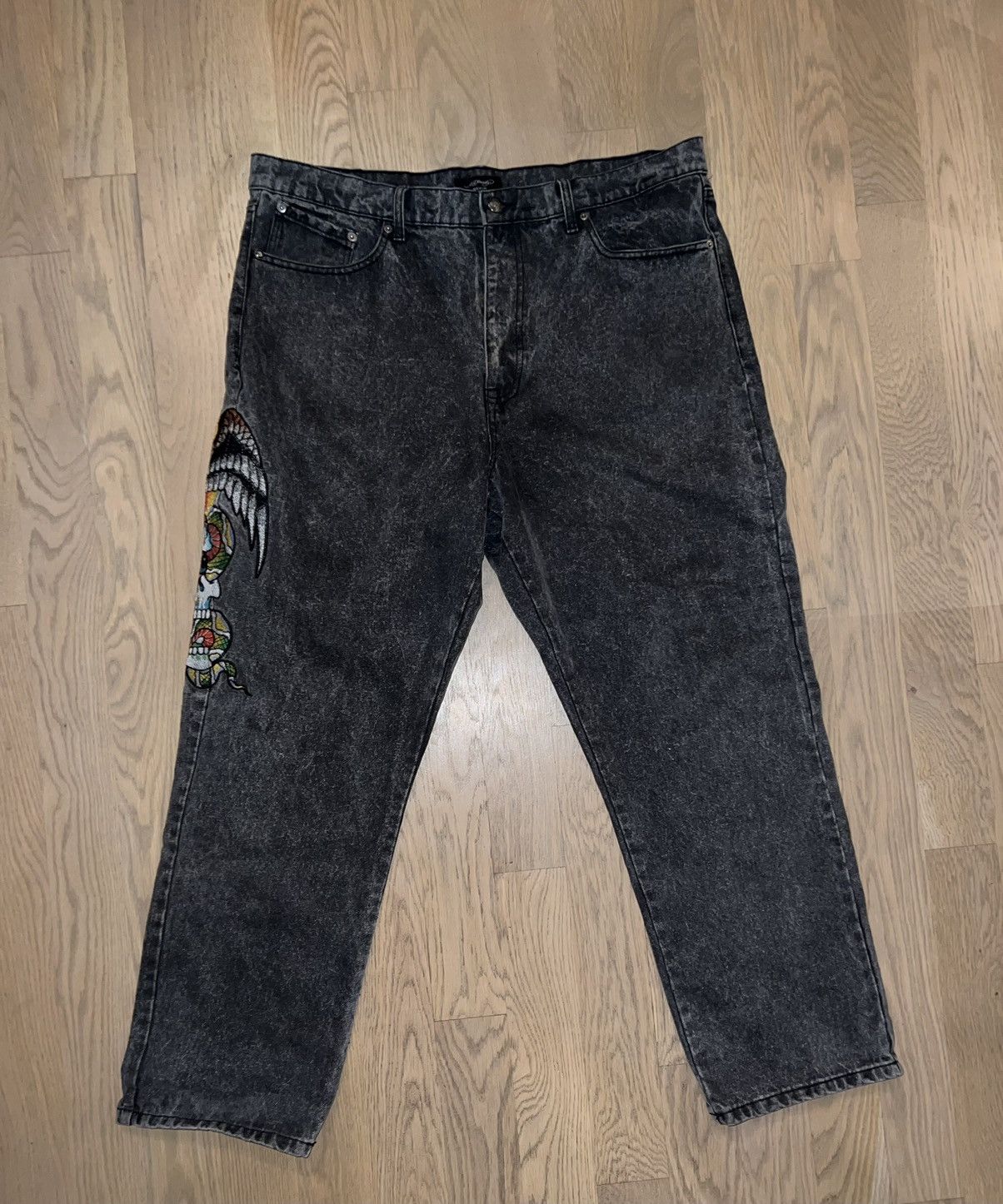 Ed Hardy Ed Hardy Battle Skull Dark Gray Denim Size US 40 / EU 56 - 2 Thumbnail