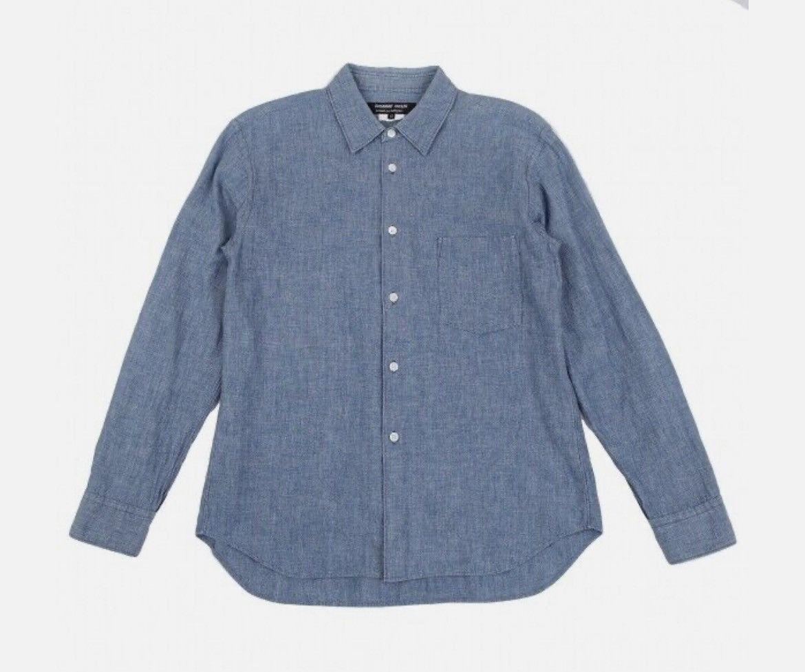 Comme des Garcons Homme Deux COMME des GARCONS HOMME DEUX Dot Line Chambray Shirt Size US XS / EU 42 / 0 - 2 Thumbnail
