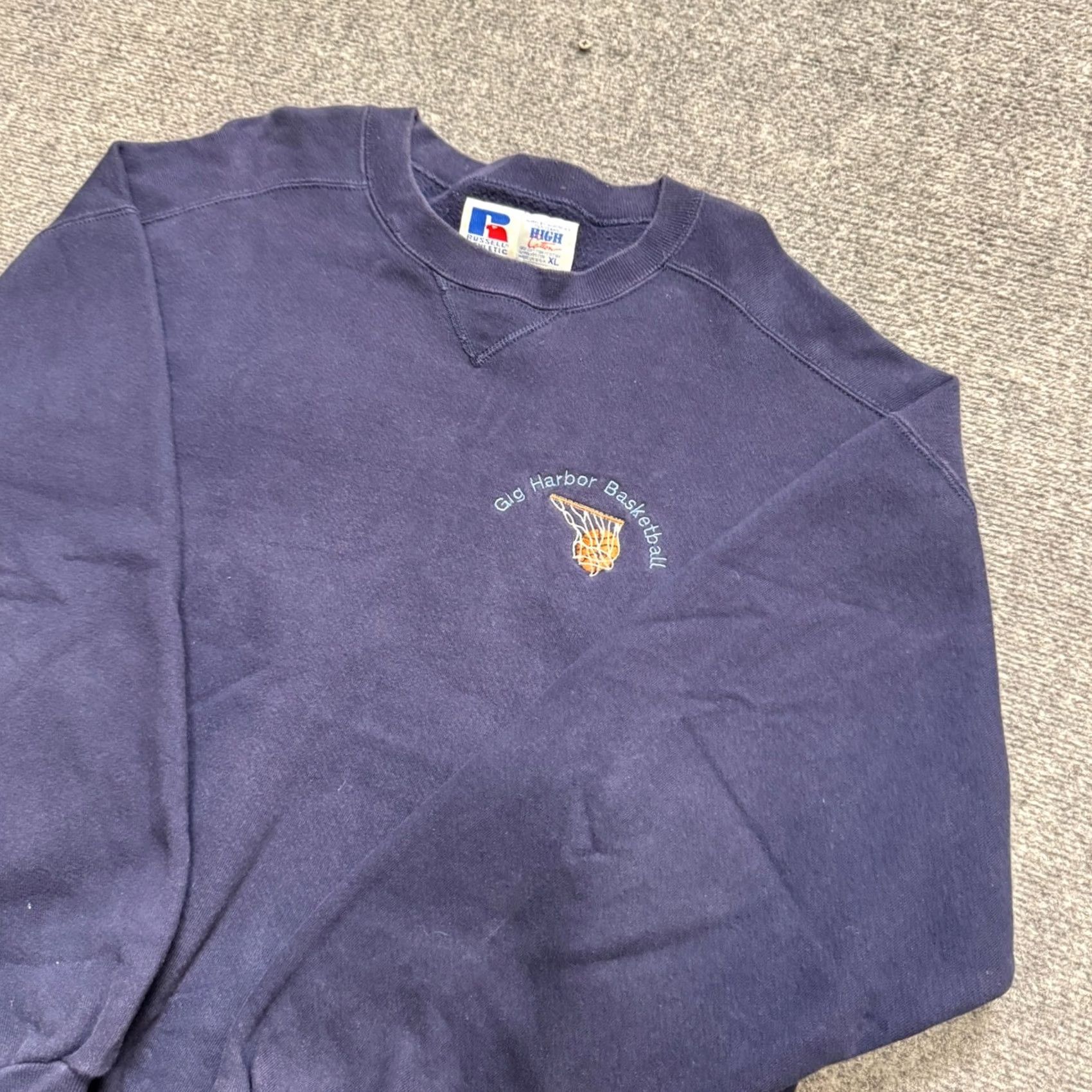 Vintage VINTAGE Russell Sweatshirt Pullover Heavyweight Navy Blue 90s Basketball Mens XL Size US XL / EU 56 / 4 - 2 Thumbnail