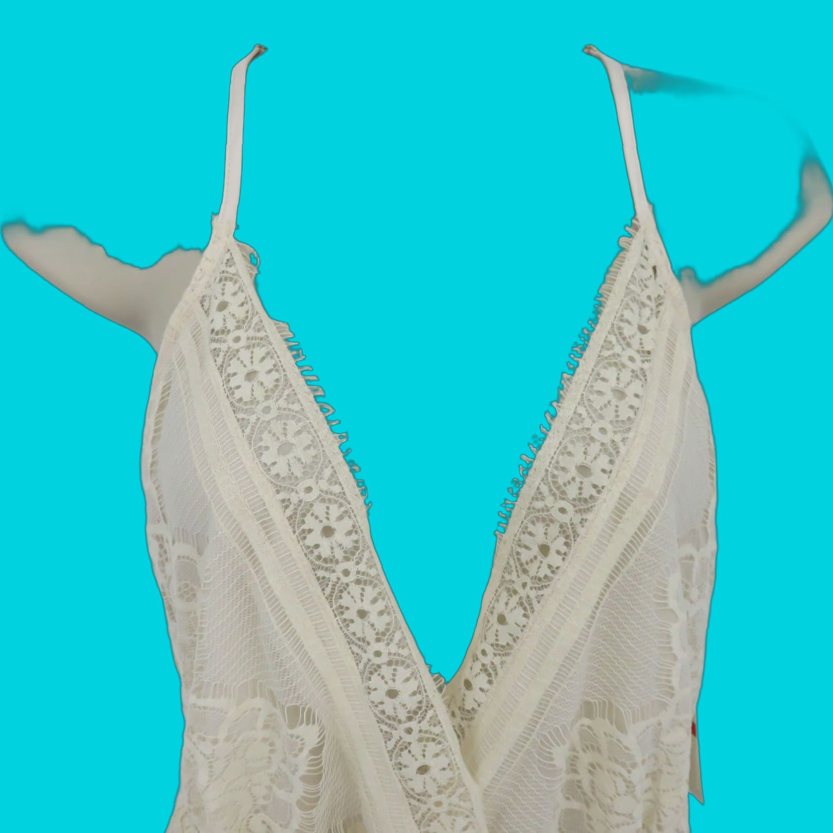 Vintage Flora Nikrooz Women XS Cream Floral Lace Romper One Piece NEW Size 26" / US 2 / IT 38 - 1 Thumbnail