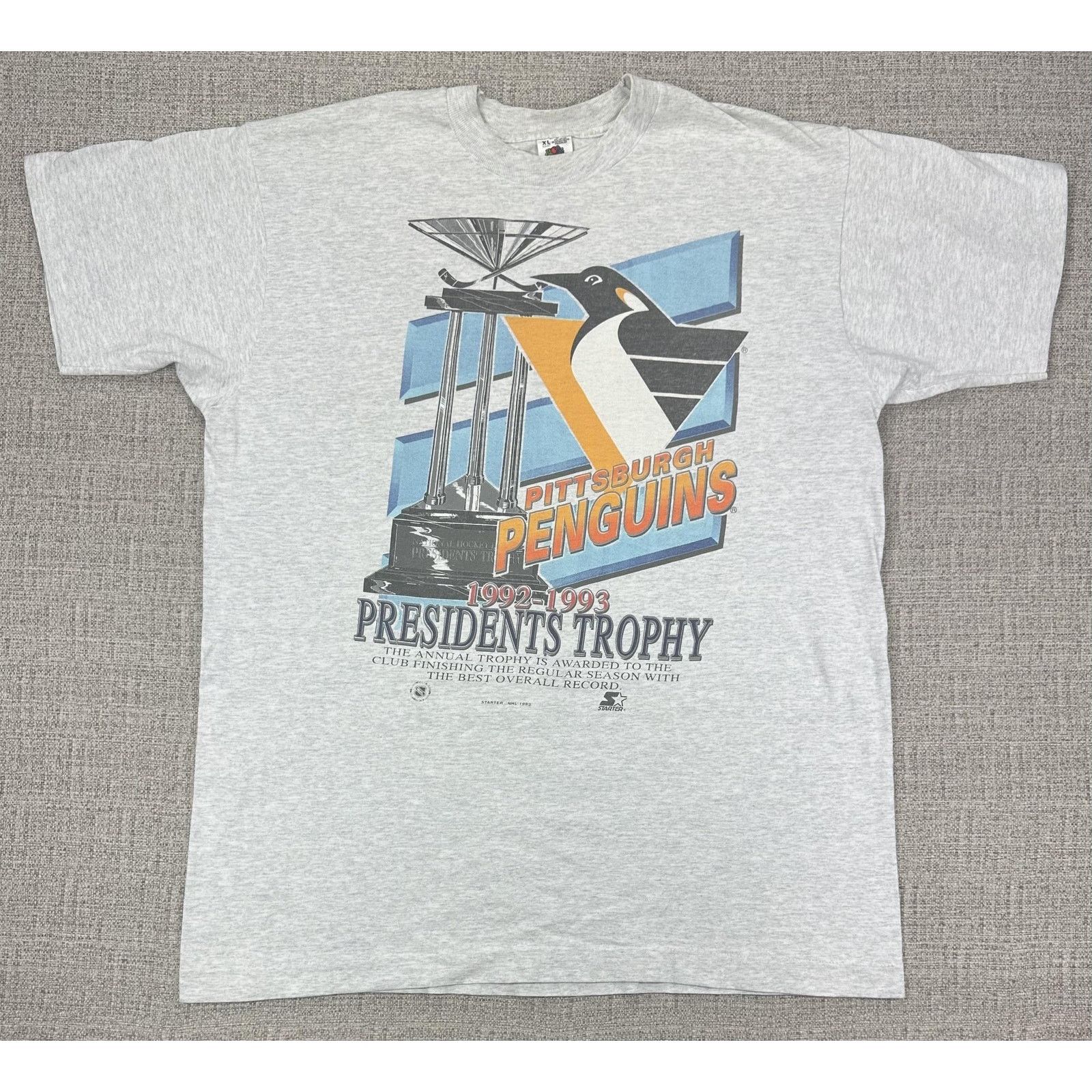 Starter Pittsburgh Penguins Shirt Mens XL NHL Presidents Trophy 1993 Size US XL / EU 56 / 4 - 1 Thumbnail