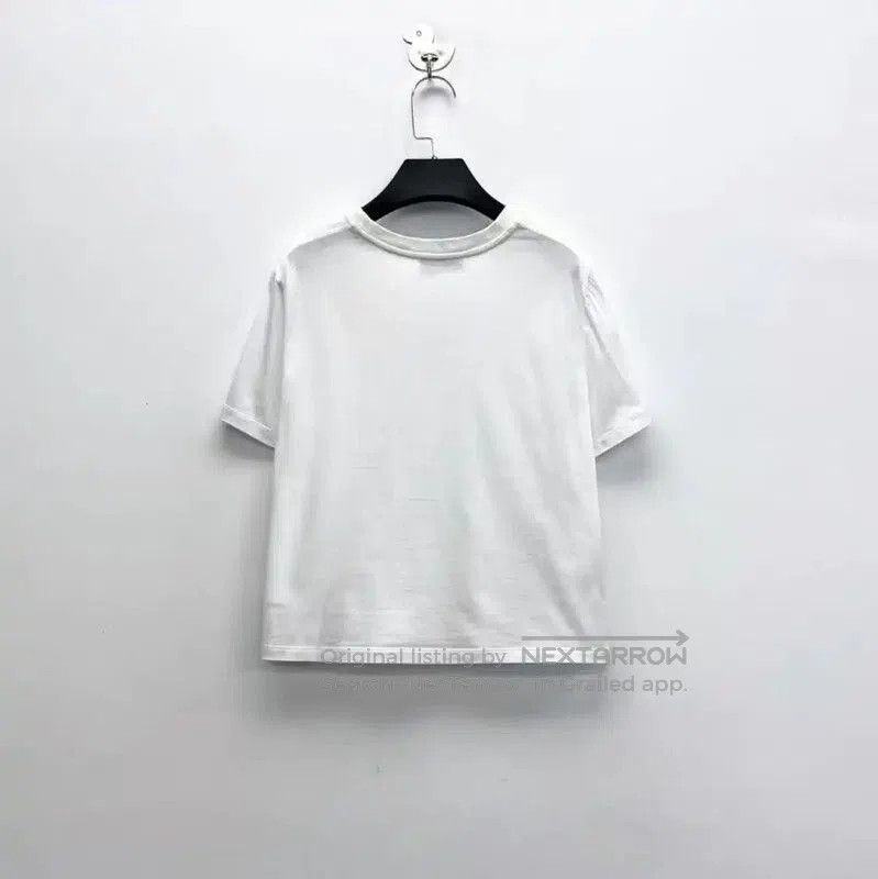 Miu Miu Miu Miu White Cotton Logo Cropped T-shirt . Size M / US 6-8 / IT 42-44 - 2 Thumbnail
