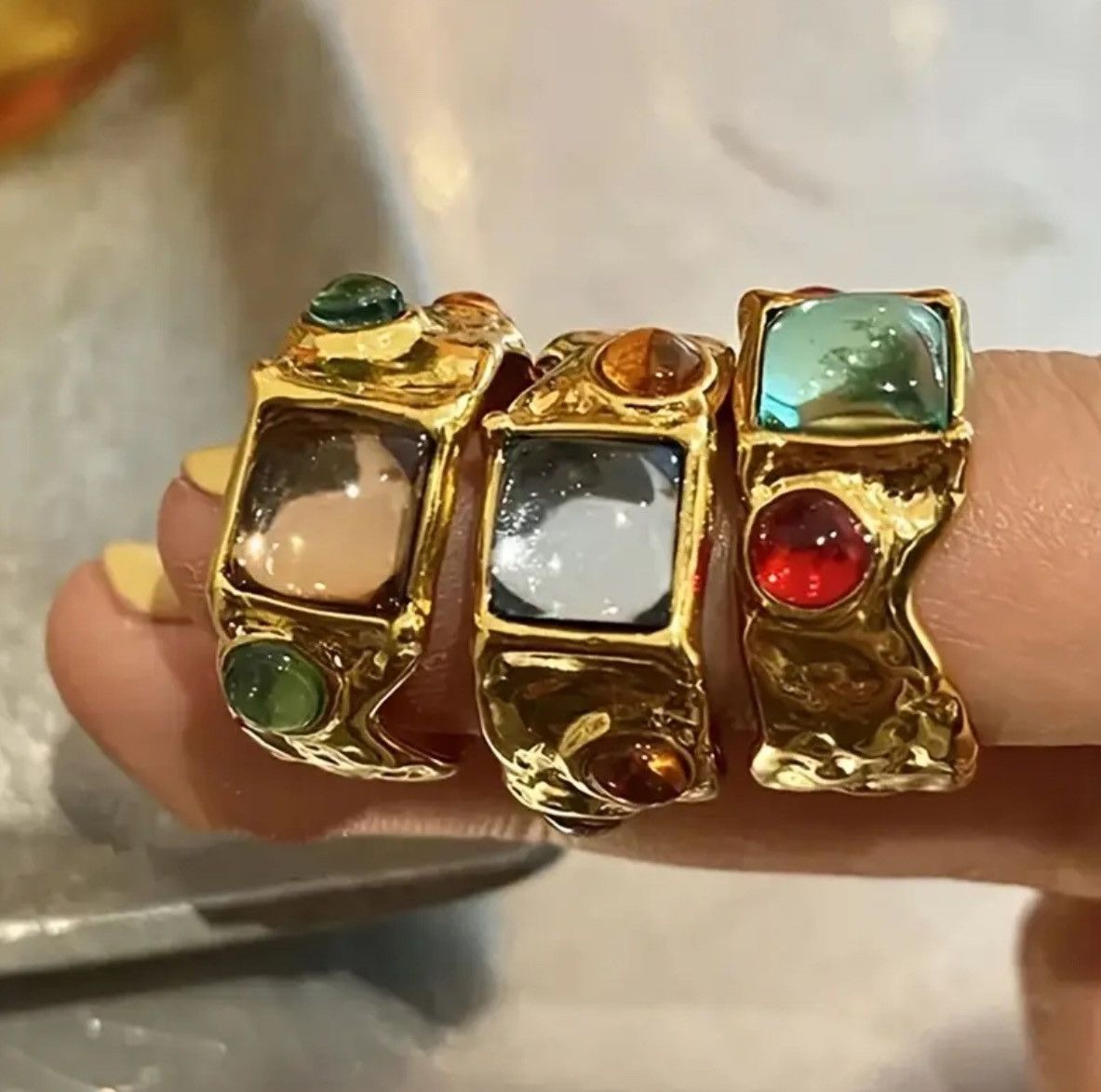 Other × Vintage Vintage Gemstone Gold Ring Size ONE SIZE - 1 Thumbnail