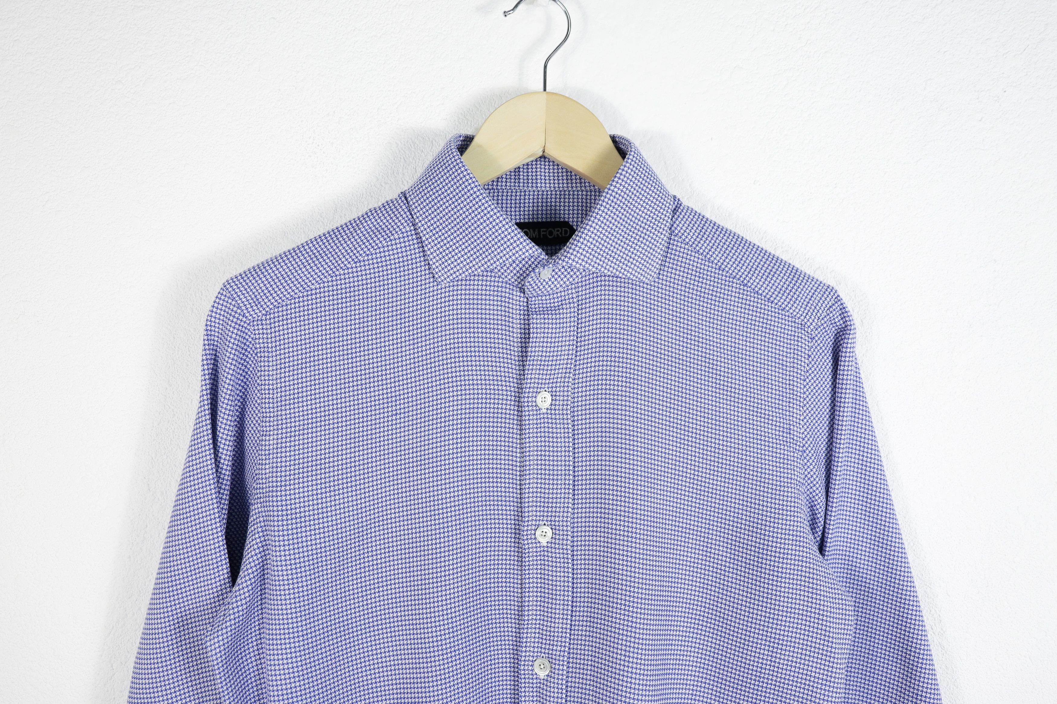 Tom Ford Tom Ford Blue White Knit Cotton Dress Formal Shirt 39 Size US M / EU 48-50 / 2 - 2 Thumbnail