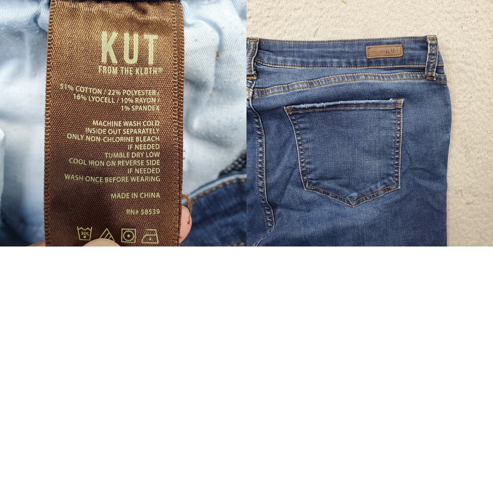Vintage KUT from the Kloth Jeans Womens Size 16 Blue Denim Distressed 5-Pocket Skinny Leg Jeans Size 38" / US 16 / IT 52 - 8 Thumbnail