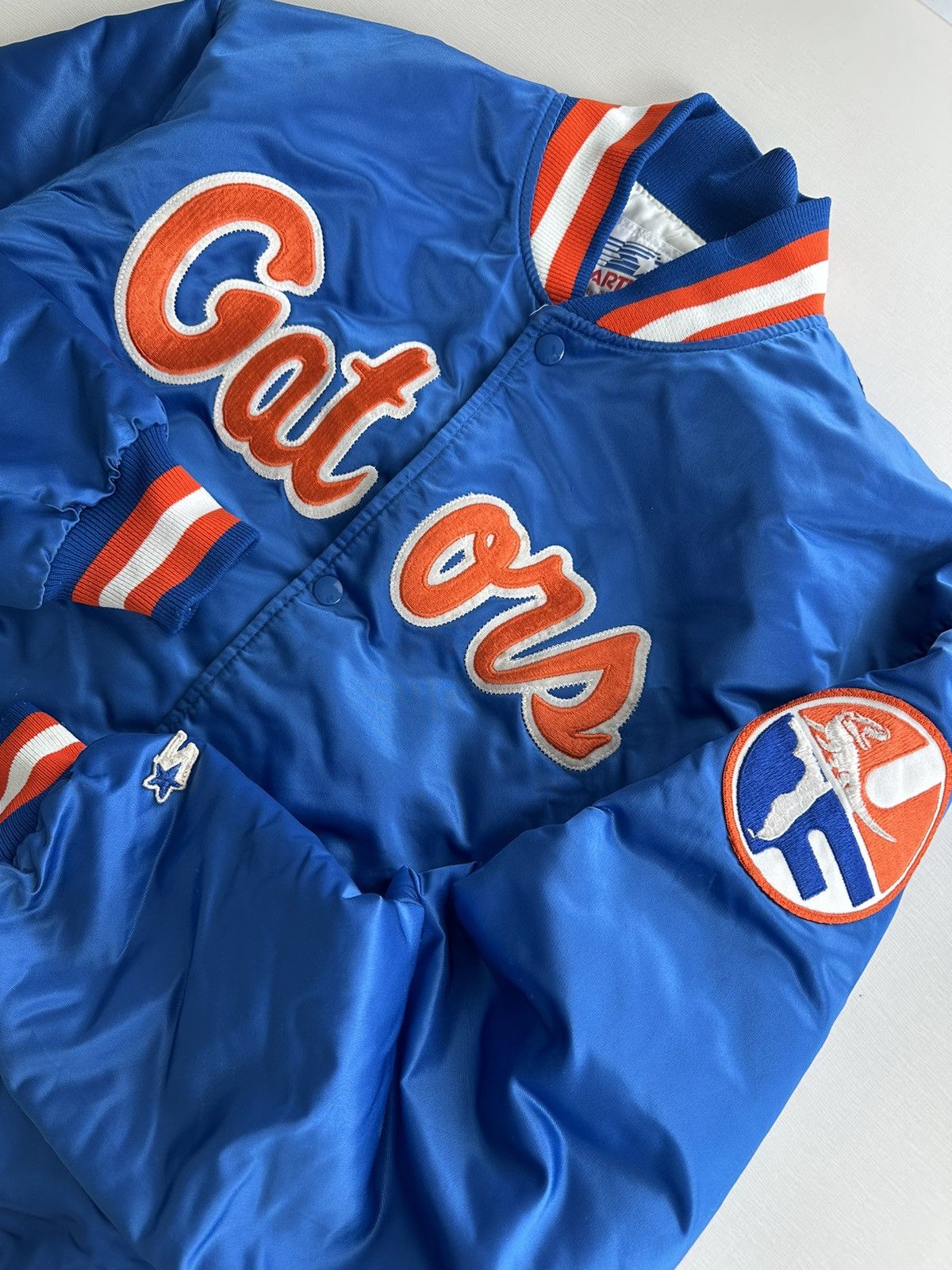 image of Crazy Vintage 80's Florida Gators Starter Satin Bomber Jacket in Blue, Men's (Size XL)