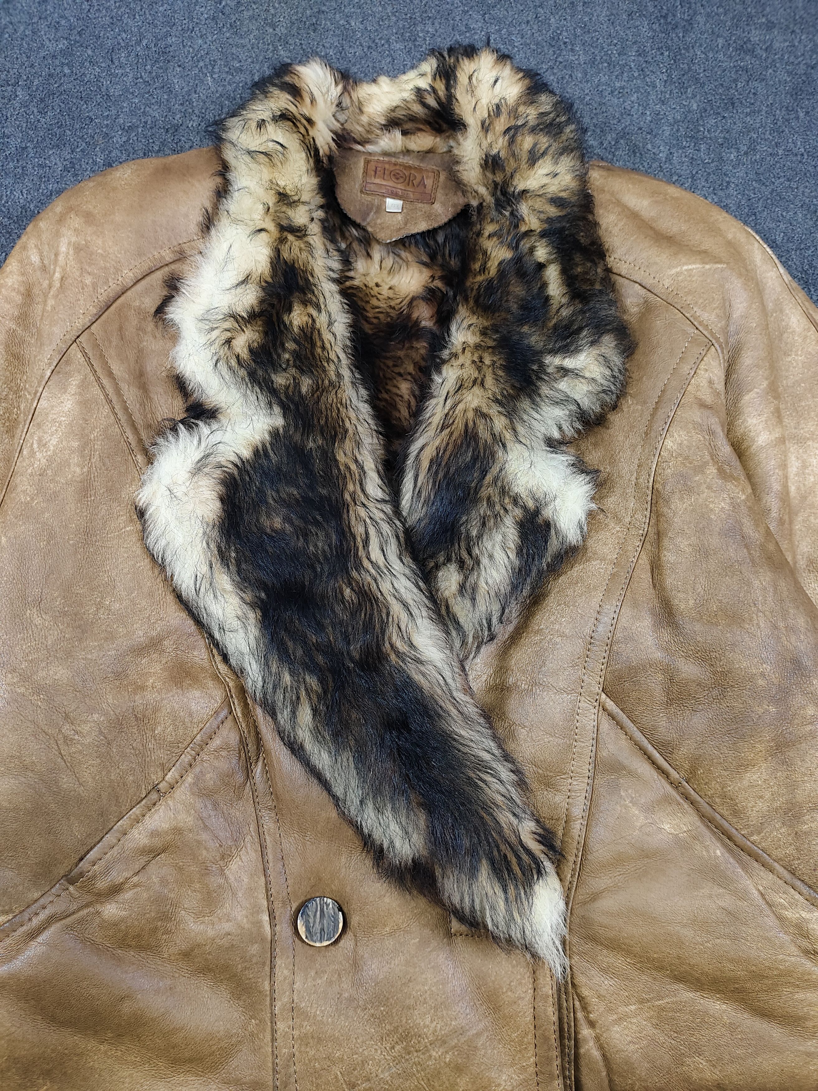 Vintage 80s FLORA- Oversized Real Fur Shearling Lined Leather Bomber Size US L / EU 52-54 / 3 - 5 Thumbnail