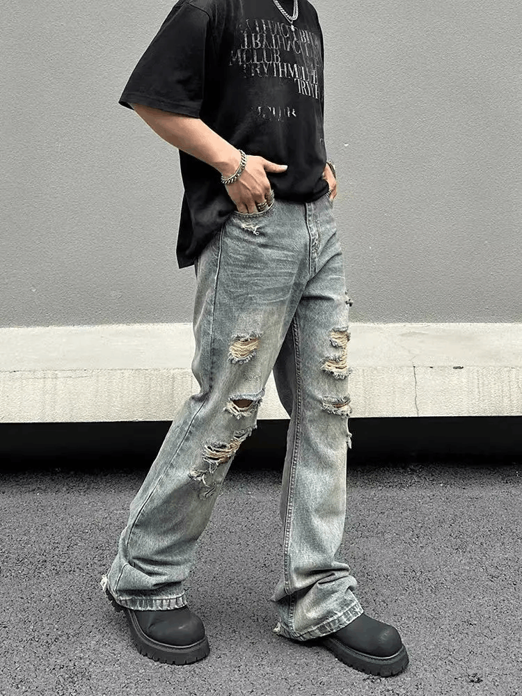 Designer × Japanese Brand × Jean Hip Hop Vintage Washed Faded Loose Casual Ripped Jeans Size US 32 / EU 48 - 2 Thumbnail
