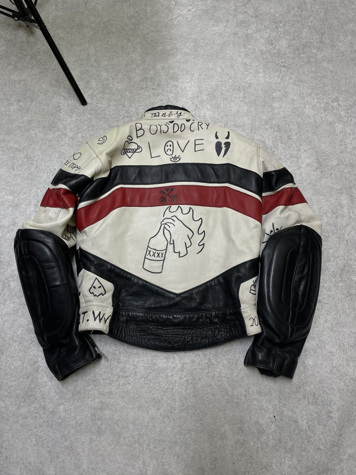 NASCAR Y2K Japan Custom Lil Peep Leather Moto Jacket Size US M / EU 48-50 / 2 - 19 Thumbnail