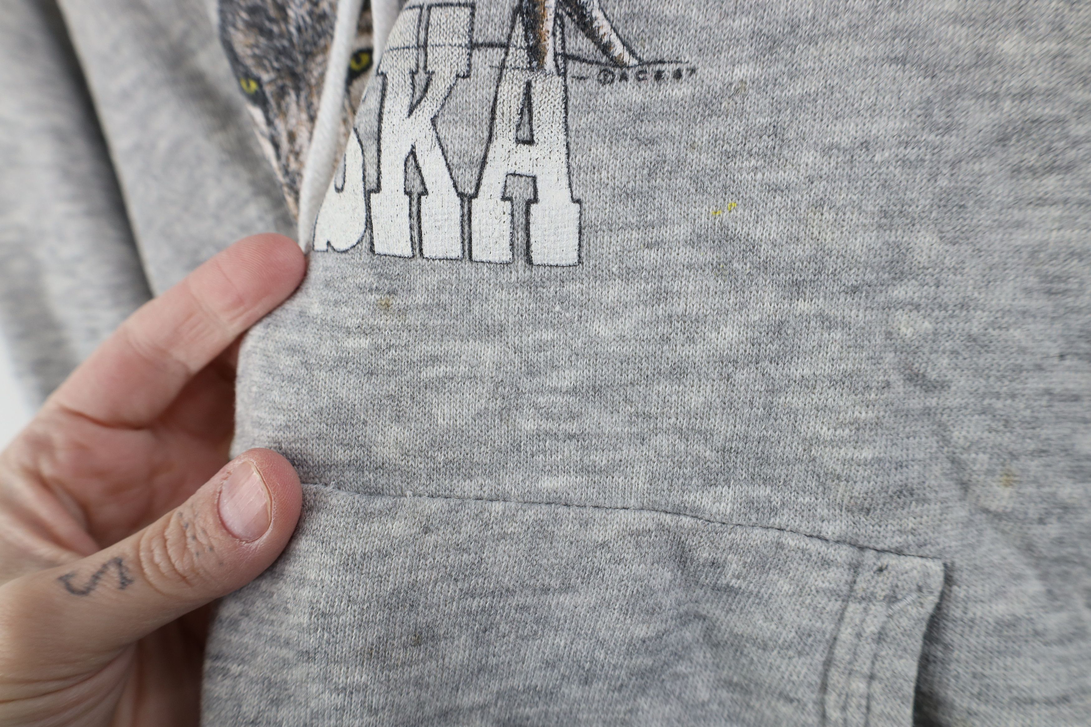 Vintage Vintage 80s Streetwear Alaska Hoodie Sweatshirt Gray USA Size L / US 10 / IT 46 - 8 Thumbnail