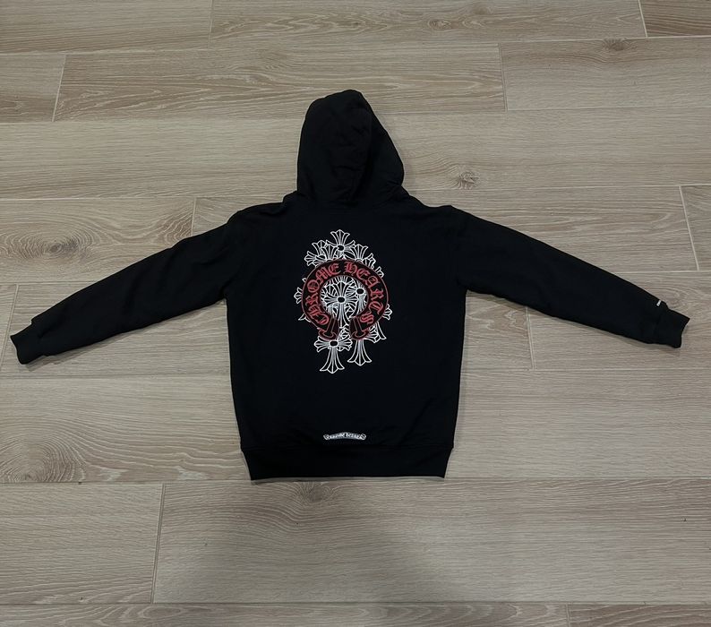 Chrome Hearts Chrome Hearts Red Horseshoe Cemetery Cross Zip hoodie ...