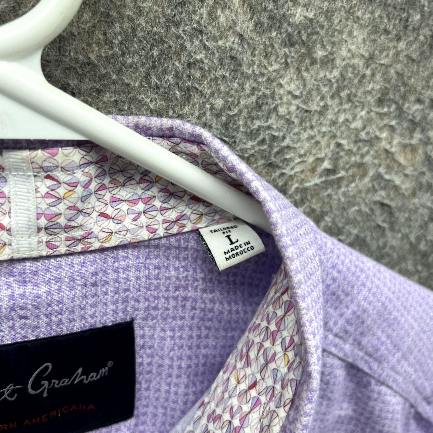 Robert Graham Robert Graham Shirt Mens L Purple Check Short Sleeve Button Front Slim Fit Size US L / EU 52-54 / 3 - 3 Thumbnail