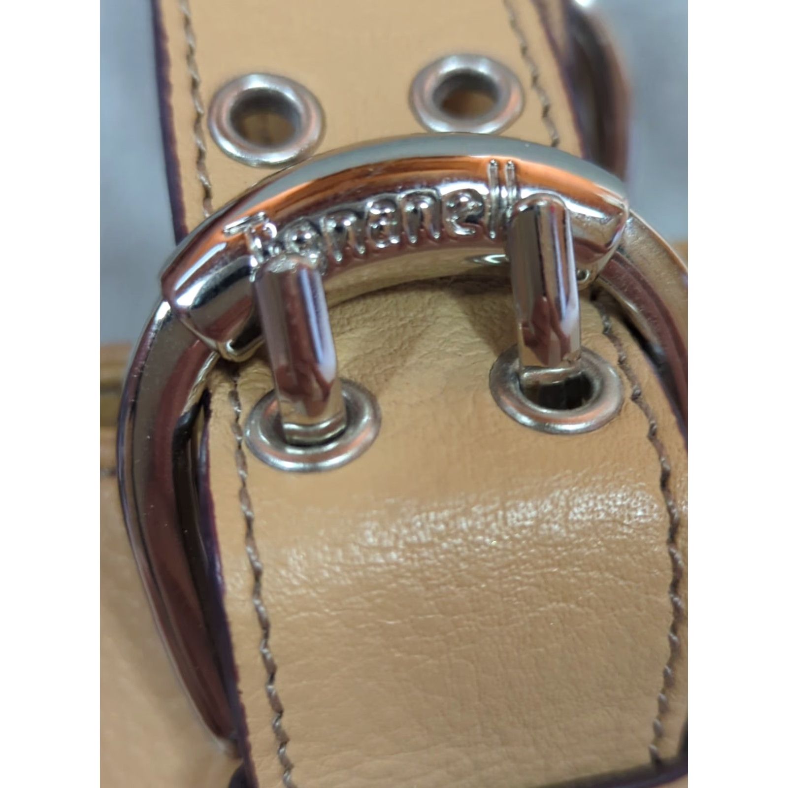 Doublet TIGNANELLO PERFECT 10 TOTE Satchel Handbag Tan Pebbled Leather Double Handles Casual Womens Small 90s Classic Designer Brown Lining Silver Hardware Size ONE SIZE - 3 Thumbnail