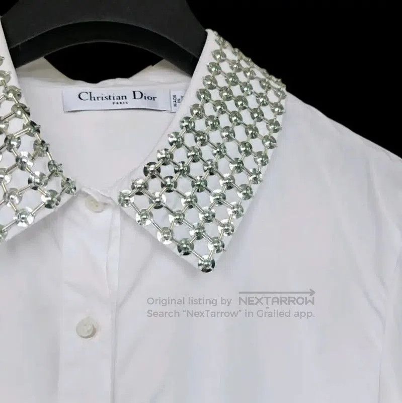 Dior Dior Long Sleeve White Cotton Blouse . Size L / US 10 / IT 46 - 3 Thumbnail