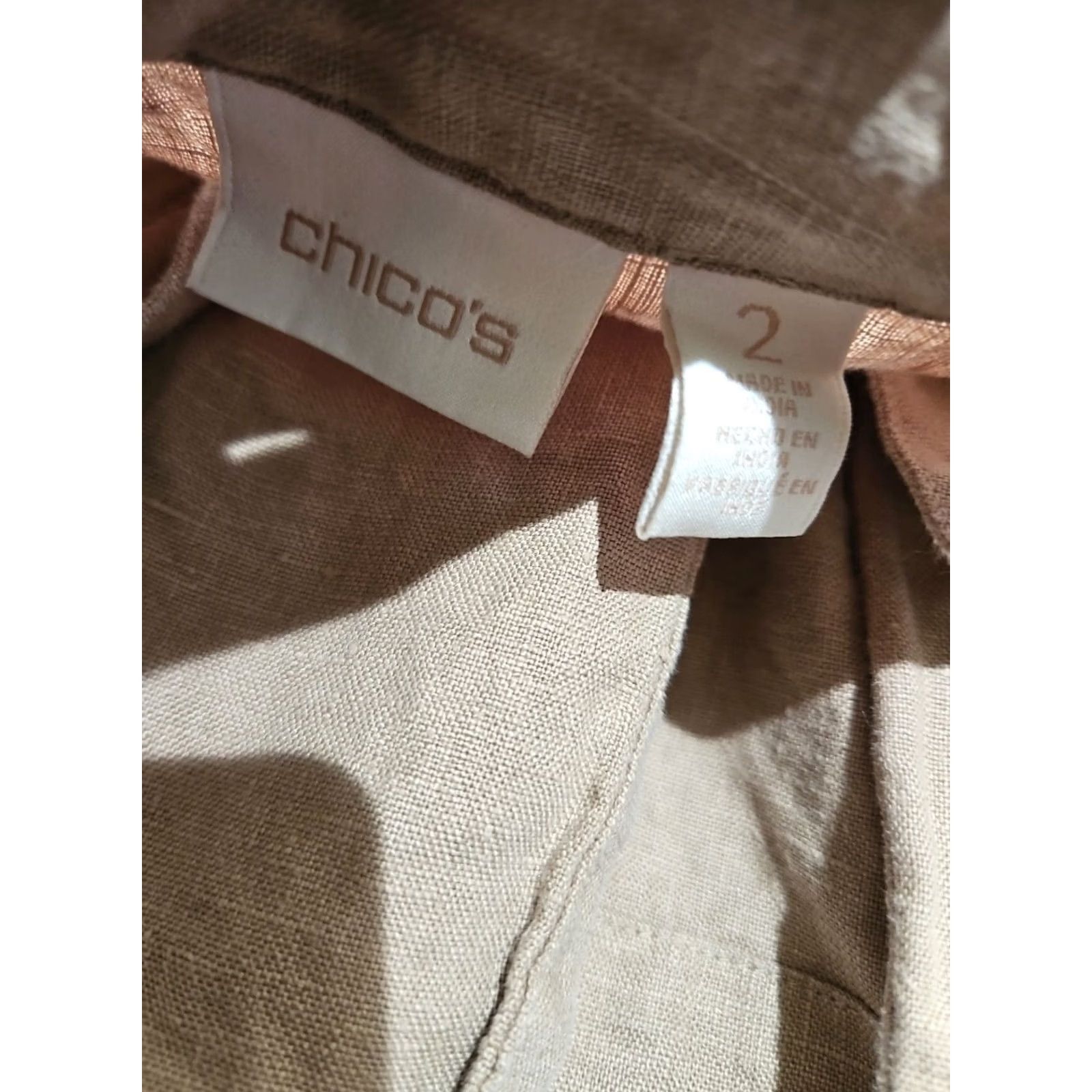 Vintage Chico's Womens Blazer Size 2 100% Linen Beige Tan Button Jacket Minimalist Top, Regular, (Jacket) Mens Womens Girls Boys Size XS / US 0-2 / IT 36-38 - 7 Thumbnail