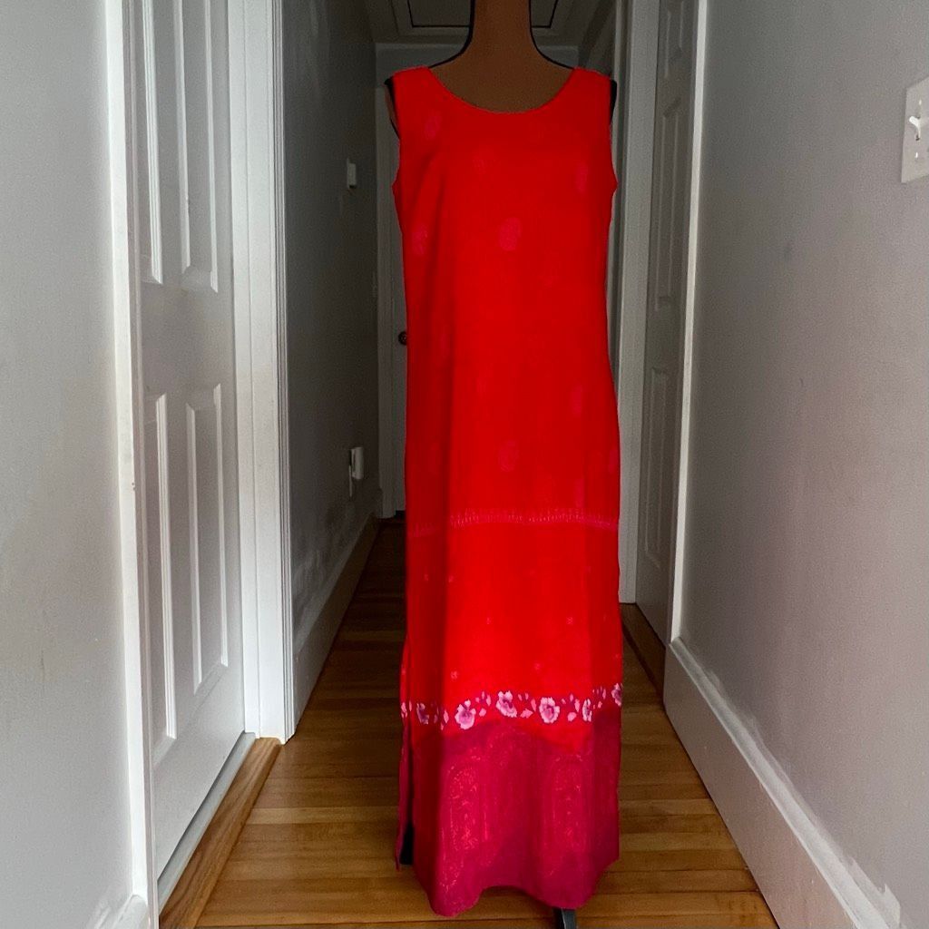 Vintage A Wild Thyme Vintage Sheer Patterned Boho Overlay Maxi Dress Red Boho, Women’s 6 Size M / US 6-8 / IT 42-44 - 9 Thumbnail