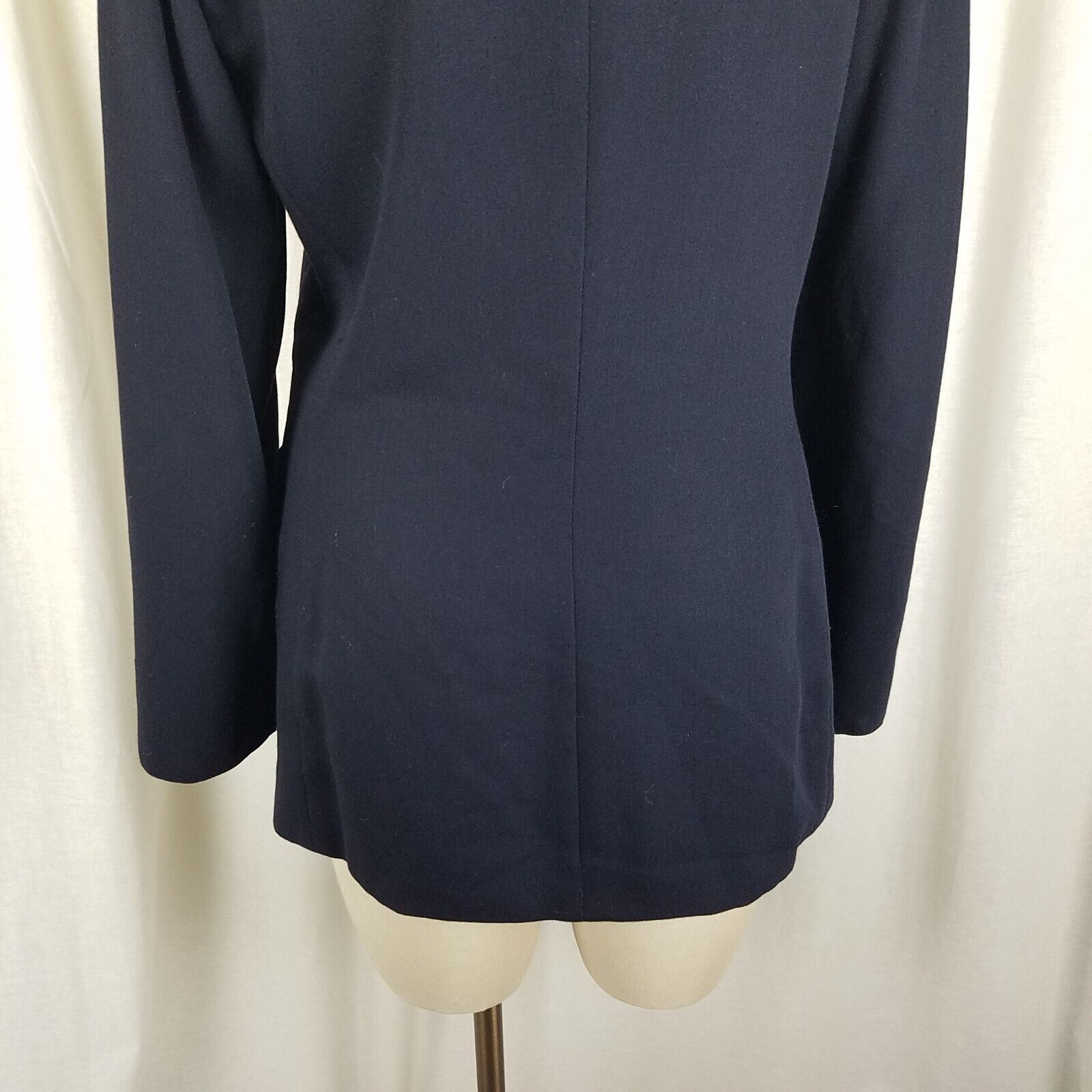 Marella Marella Worsted Wool Navy Collarless Jacket Blazer Crest 8 Size M / US 6-8 / IT 42-44 - 6 Thumbnail