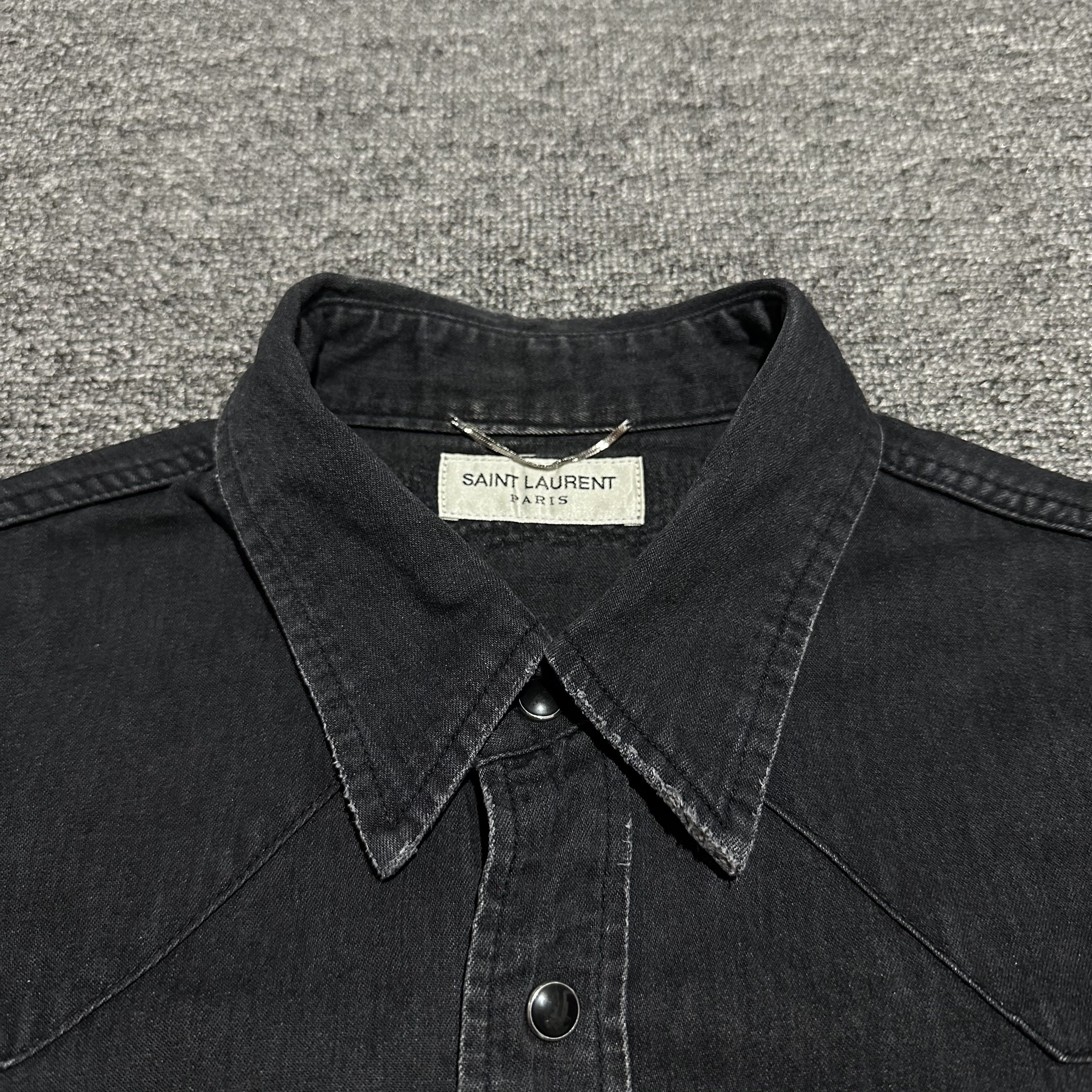Hedi Slimane × Saint Laurent Paris Saint Laurent by Hedi Slimane Distressed Western Denim Shirt Size US XS / EU 42 / 0 - 5 Thumbnail