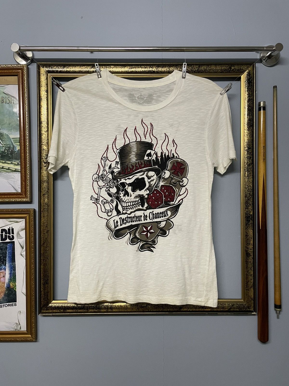 Vintage Japan Designer Opium Society Skull Big Head Tshirt