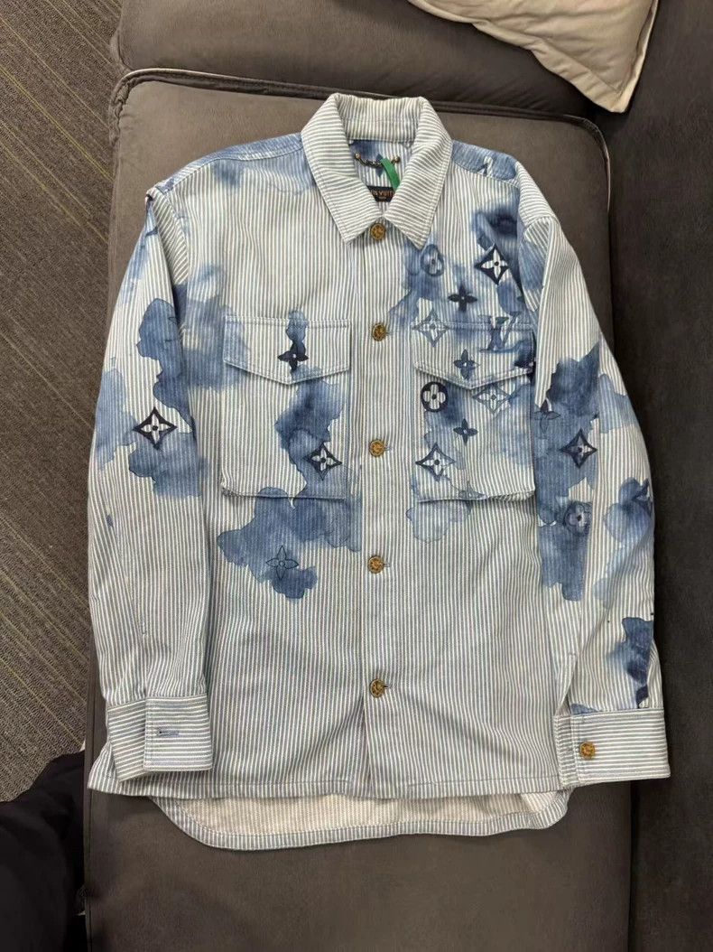 Louis Vuitton Louis Vuitton Ink-splashed striped denim jacket Size US L / EU 52-54 / 3 - 1 Thumbnail