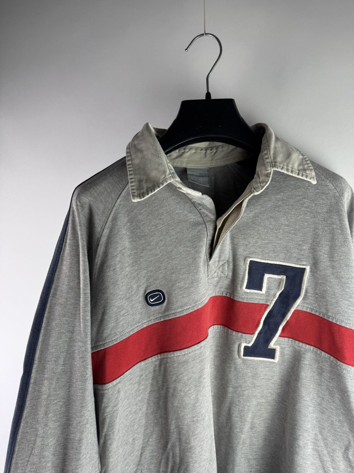 Nike Vintage 00s Nike Athletic Rugby Polo Long Sleeve Shirt Gray Size US M / EU 48-50 / 2 - 2 Thumbnail