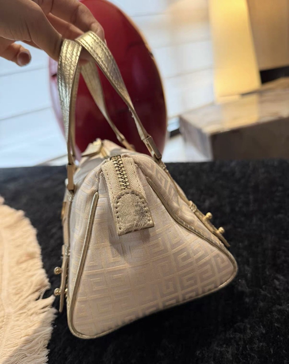 Givenchy Givenchy Mini Pink Monogram & Leather Boston Bag J36 Size ONE SIZE - 4 Thumbnail