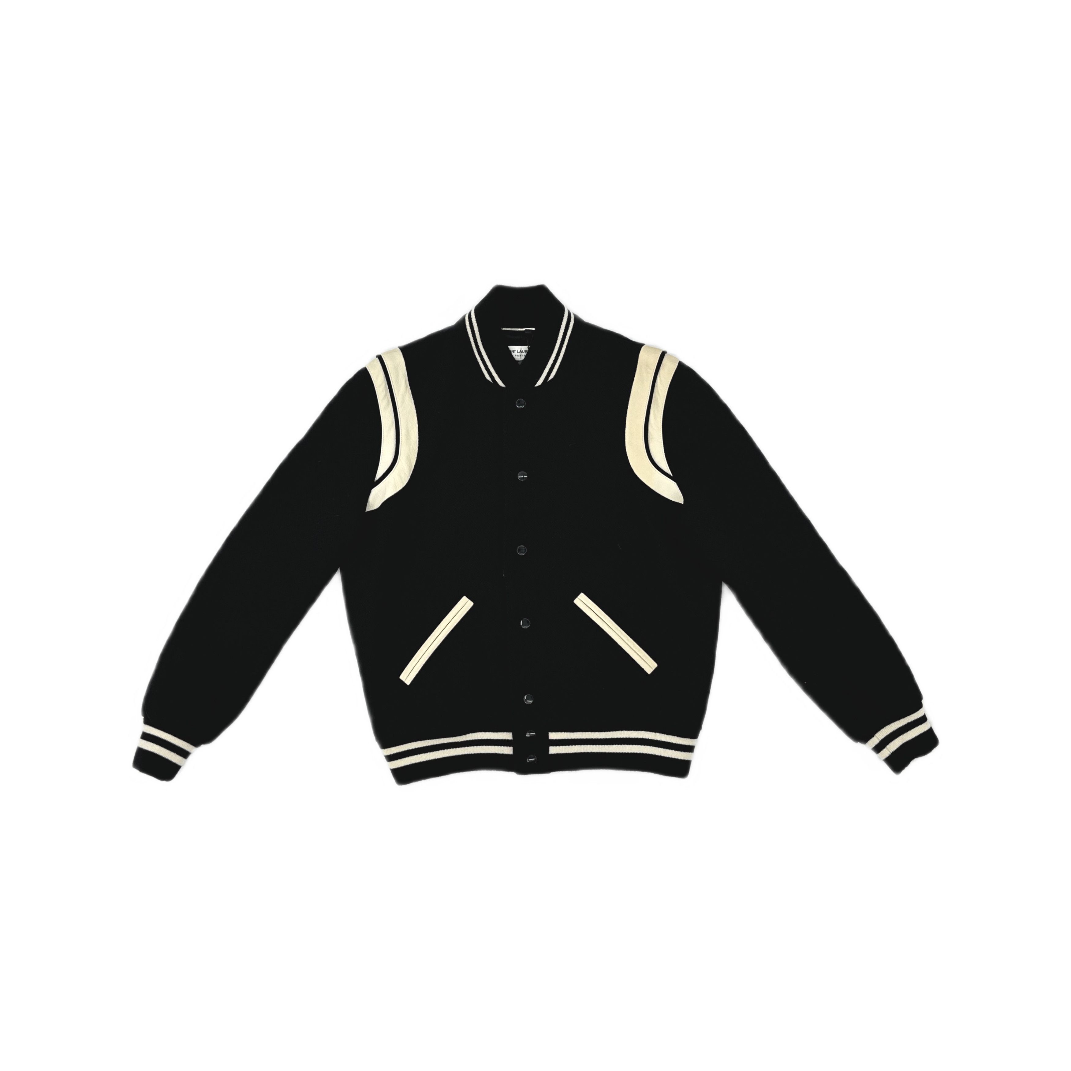 Saint Laurent Paris Saint Laurent Leather Detail Varsity Jacket Size 48 Size US M / EU 48-50 / 2 - 1 Thumbnail