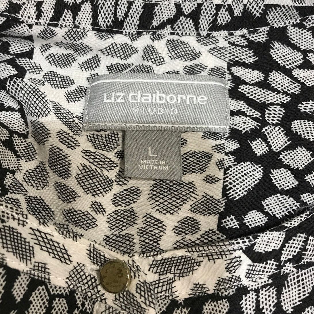 Liz Claiborne Liz Claiborne Studio Gray Striped Leopard Tunic Blouse L Size L / US 10 / IT 46 - 6 Thumbnail