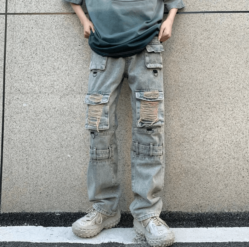 Japanese Brand Y2K Streetwear Ripped Jeans Size US 30 / EU 46 - 1 Thumbnail