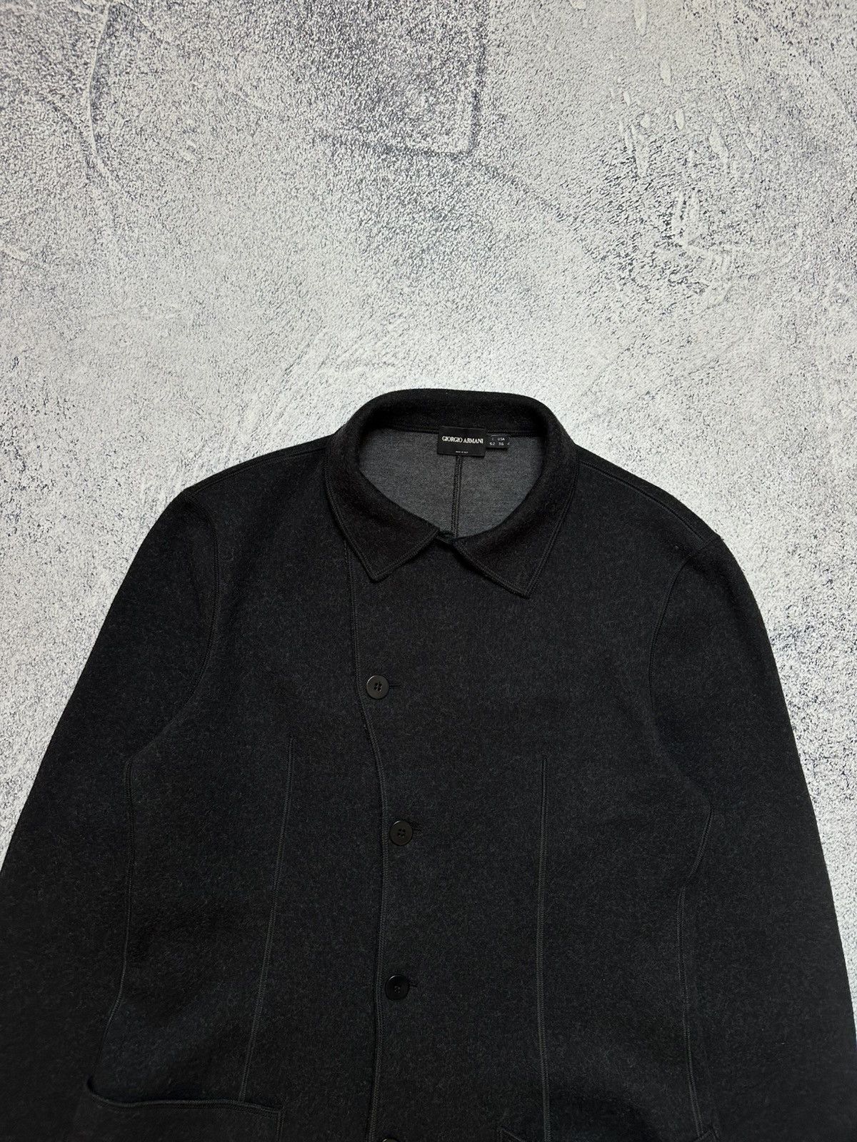 Comme des Garcons Giorgio Armani Unstructured Wool Jacket Asymmetric Military Size 42R - 8 Thumbnail