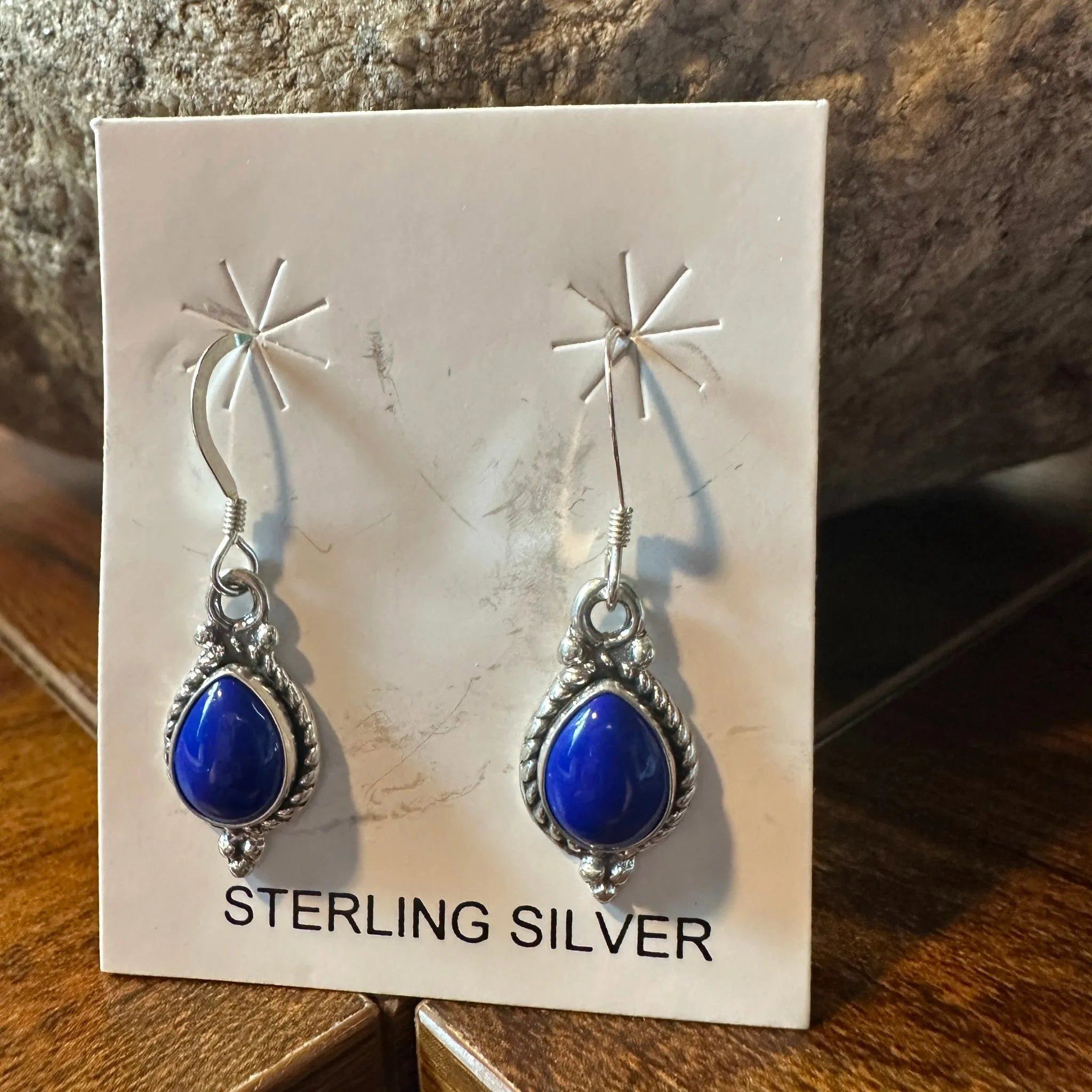 Other Boho Chic SilverWave Native Earrings: Sterling & Navy Blue H Size ONE SIZE - 2 Thumbnail